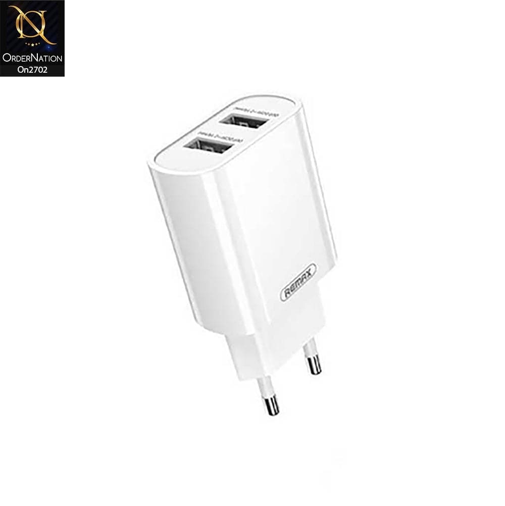 White - Remax Rp-U35 Jane Series Set Home Charger 2 Usb + Lightning Cable For iPhone
