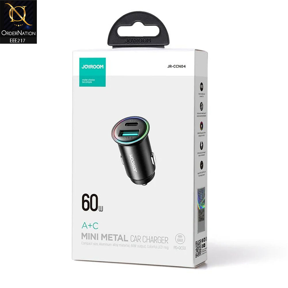 JOYROOM JR-CCN04 A+C 60W A+C mini Metal Car Charger - Black