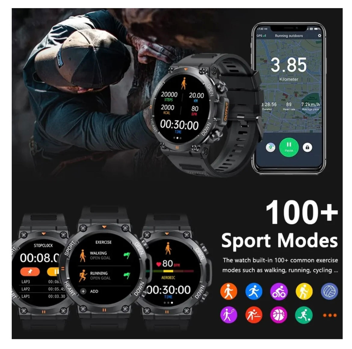 GT6 PRO SPORTS WATCH + FREE LEATHER STRAP