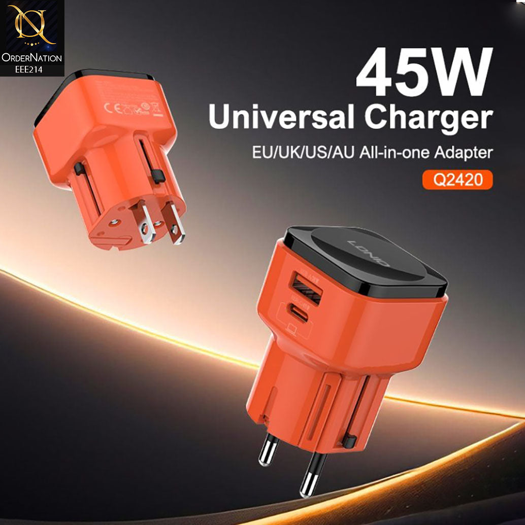 LDNIO Q2420 45W 2-Port Universal Charger -  Red