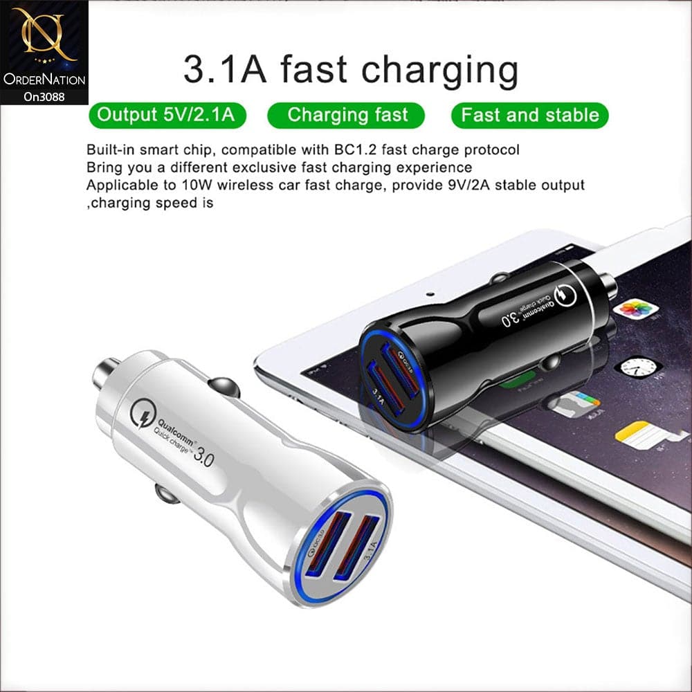 Black - SLS-B05 - Power 3.0 Quick Usb Car Charger For Latest iPhone, Samsung, Vivo, Infnix, Oppo, Xiaomi, etc Smartphones