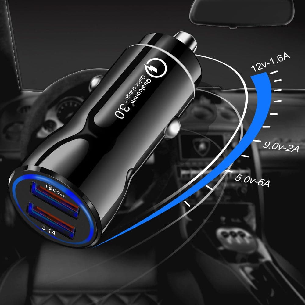 Black - SLS-B05 - Power 3.0 Quick Usb Car Charger For Latest iPhone, Samsung, Vivo, Infnix, Oppo, Xiaomi, etc Smartphones