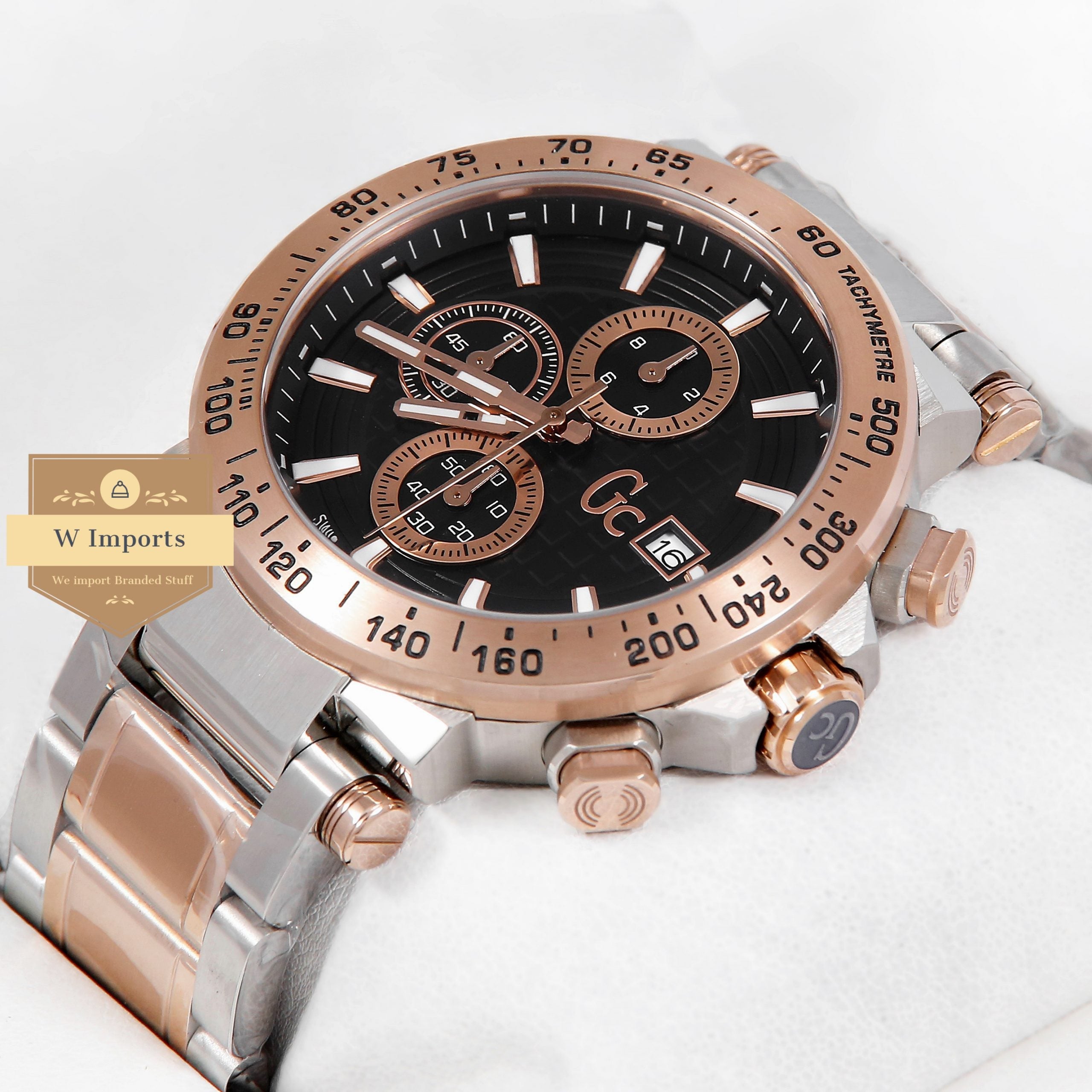 Latest Collection Chronograph Two Tone Rose Gold With Black Dial