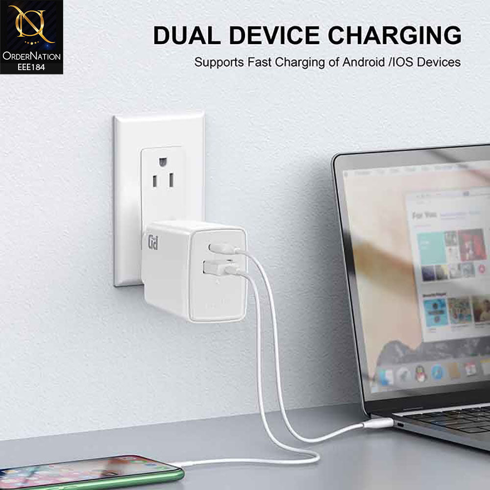Lito LC09 20W Type-A and Type-C PD Dual Port Fast Charger - White