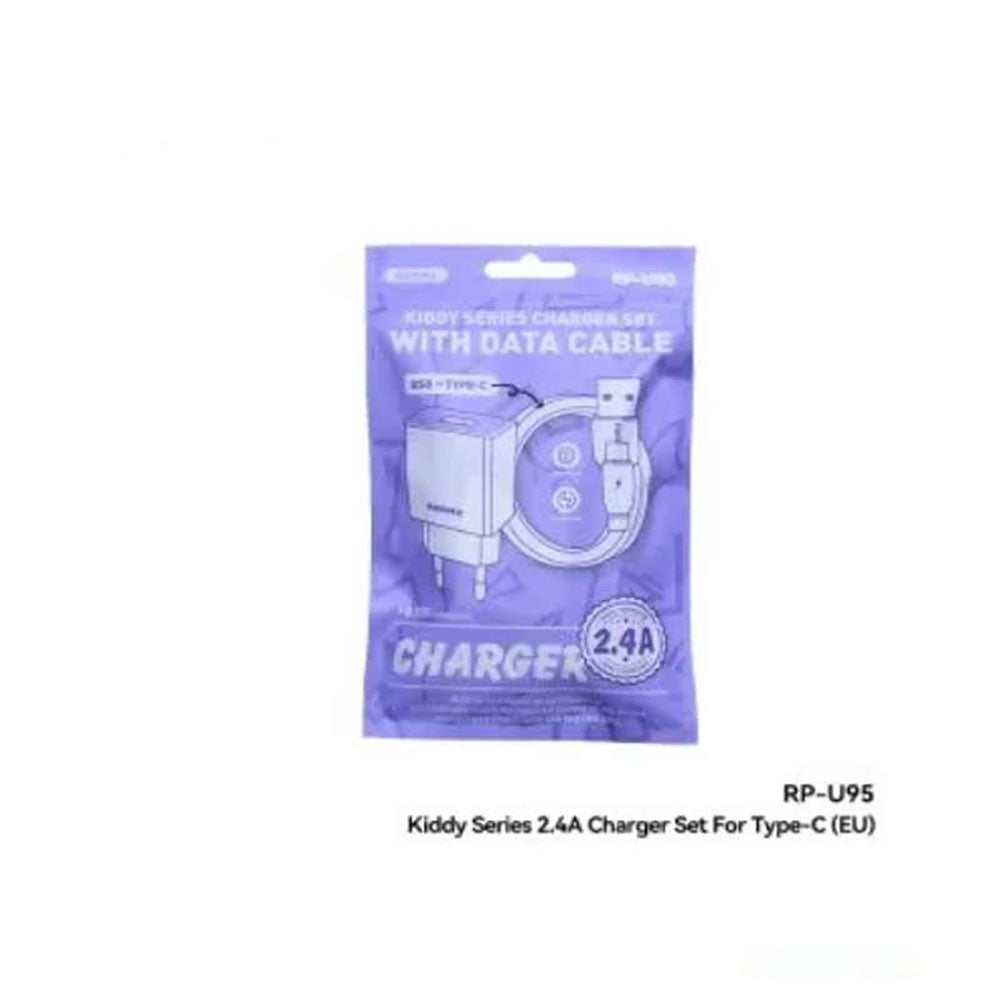 REMAX RP-U95 Kiddy Series Charger Set With 2.4A Type-C Cable  - White