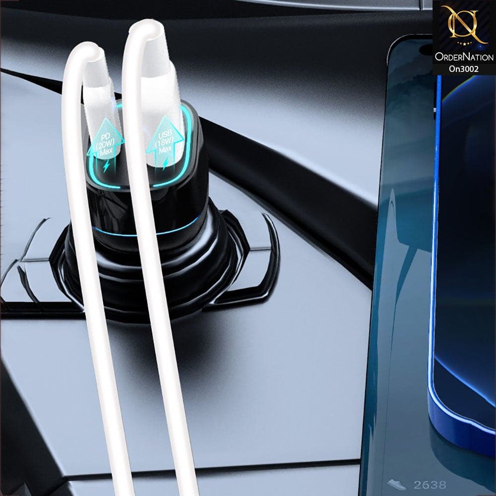 Black - ToTu 20W - DCCPD-08 - Minimal Series Dual USB Output Fast Charging Car Charger