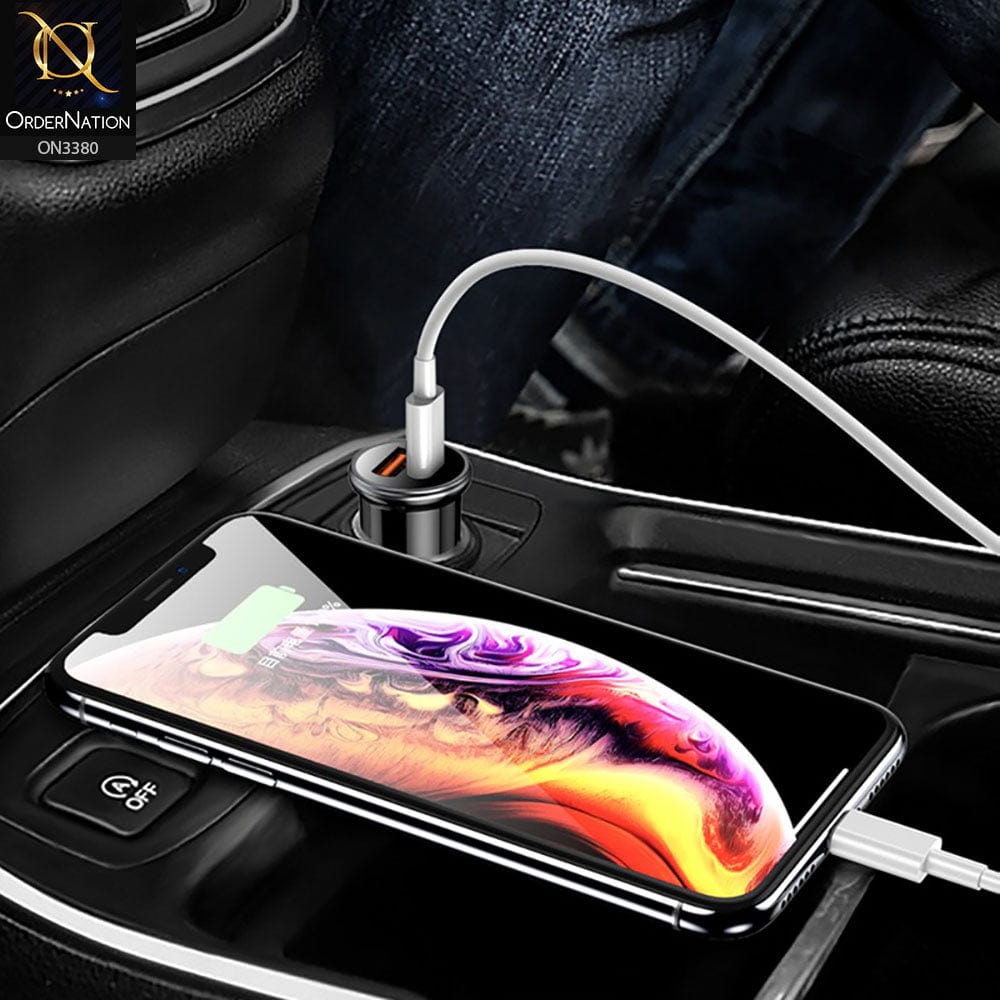 Black - ToTu DCCPD-02 - Elite Series Double Usb Ports strong power PD car charger, qc 3.0 car charger