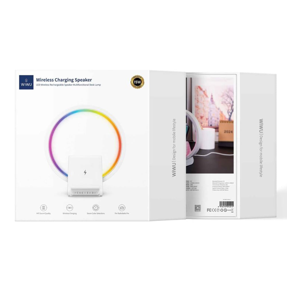 WIWU WI-W021 WIWU 2 IN 1 SPEAKER + WIRELESS CHARGER - WHITE