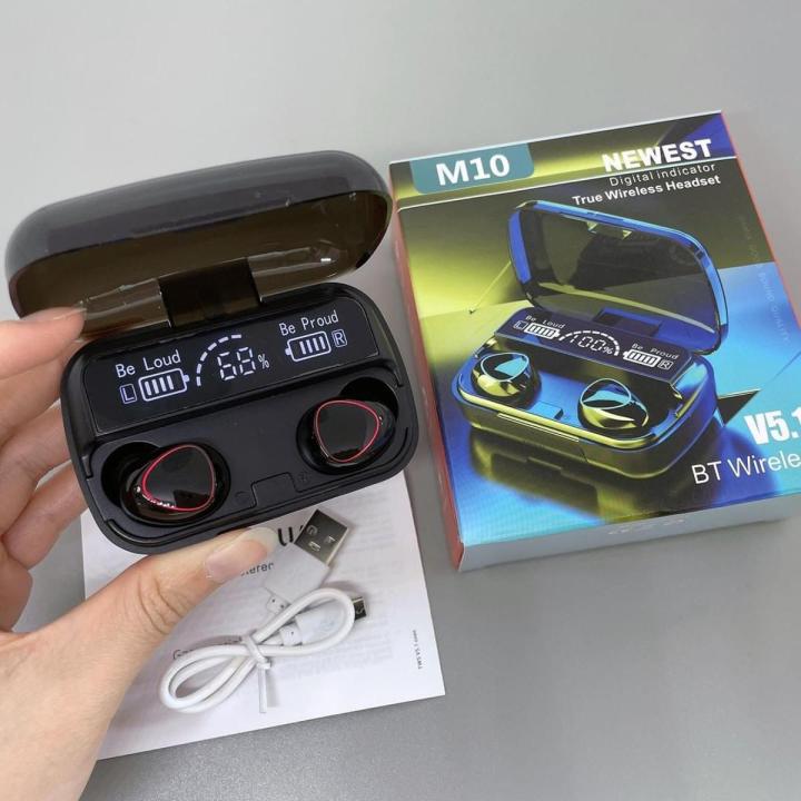 M10 Wireless Earbuds Bluetooth Earphones Noise Cancellation Hifi Quality- Black