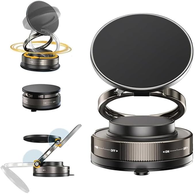 360° Adjustable Vacuum Magnetic Phone Holder, Suction Cup Phone Mount for Magsafe, Portable Cell Phone Holder for Car,Makeup/Gym/Mirror, Fit for iPhone 11 and Above