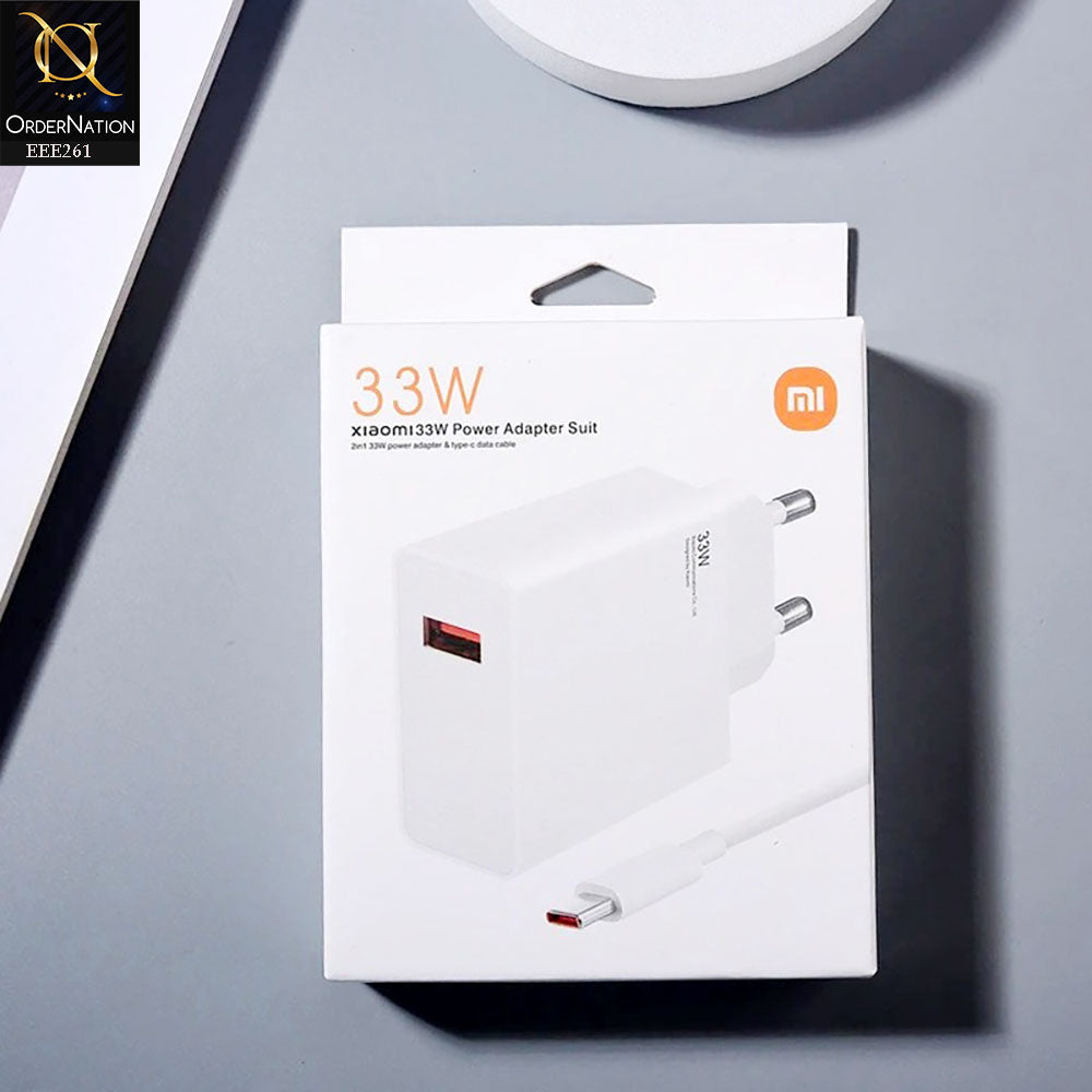 Xiaomi 33W Turbo Fast Charger with Type-C Cable – Ultra-Fast Charging - White
