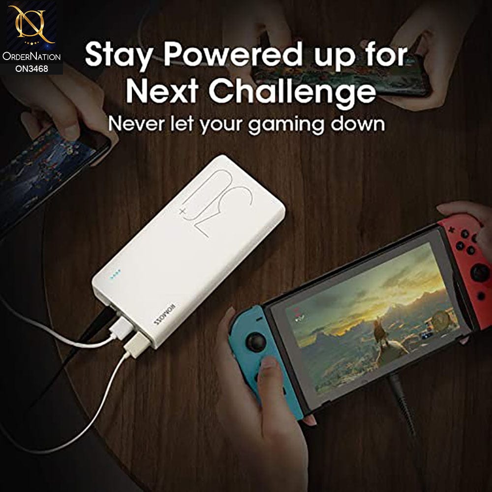 White -Romoss sense 8 30000mAh 18W Fast Charge Type-C PD 3 Outputs & 3 Inputs Power Bank
