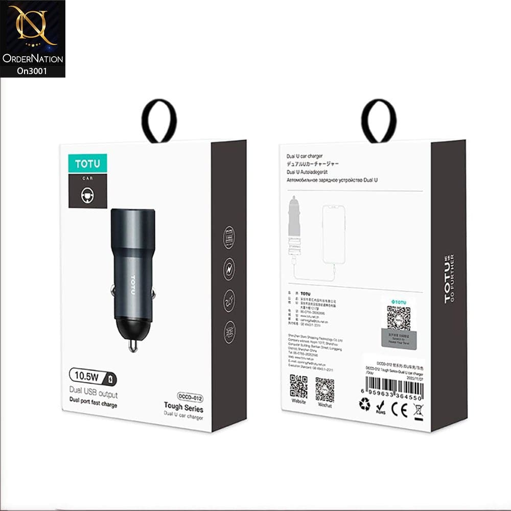 Blue - ToTu 10.5W - DCCPD-012 - Though Series Dual USB Output Fast Charging Car Charger