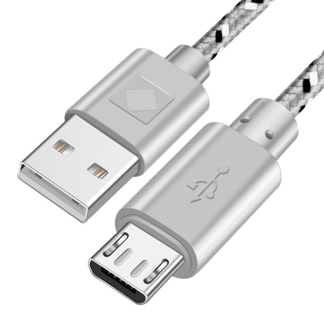 White - 1M - Micro - Premium Quality Braided Wire Micro USB Cable Sync Nylon Woven Charger Cord