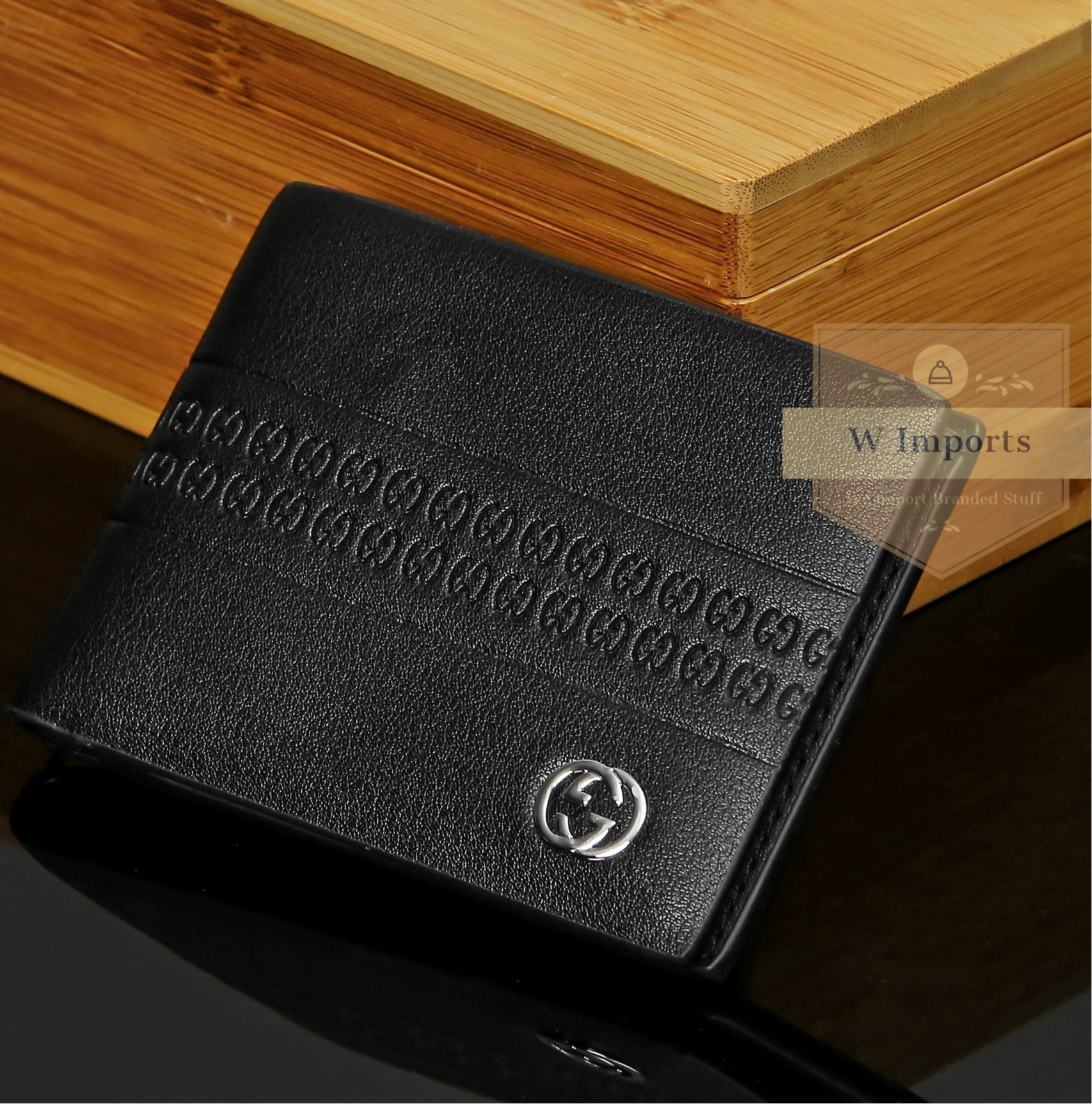 Latest GG Logo Black Leather Bifold Wallet For Men ( 51B )