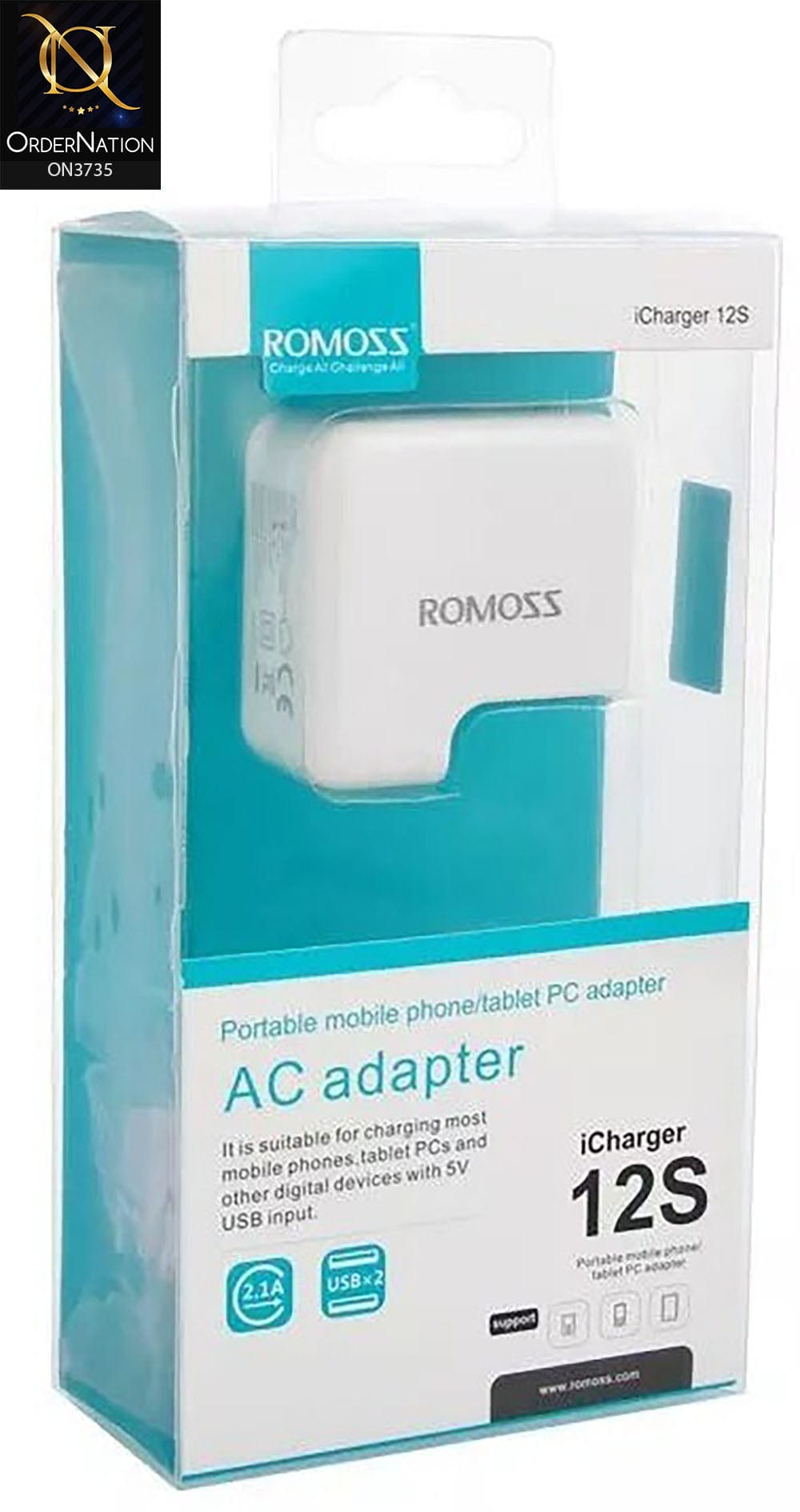 White - ROMOSS iCharger 12S double USB wall charger