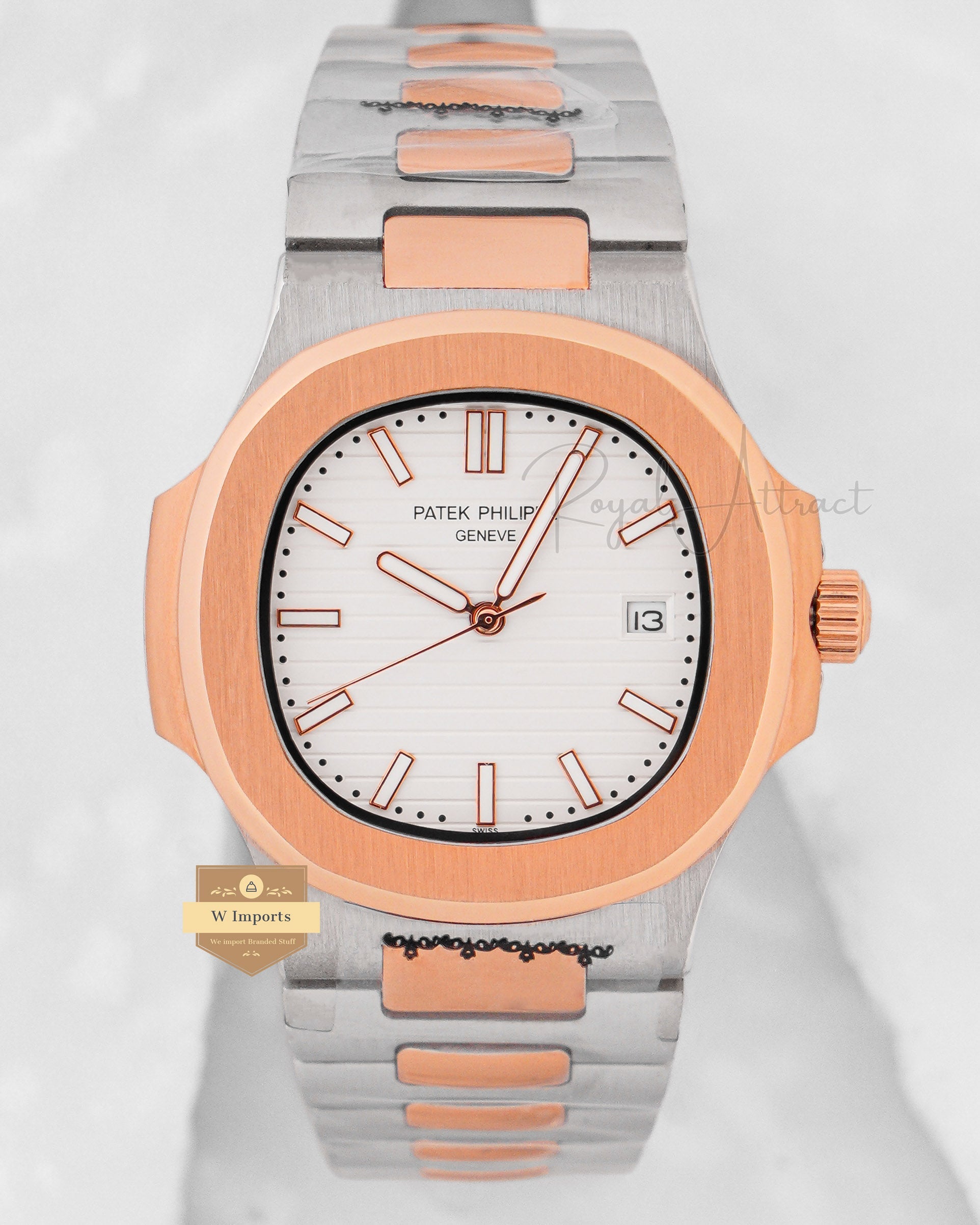 Latest Collection Two Tone Rose Gold With White Dial Automatic Watch