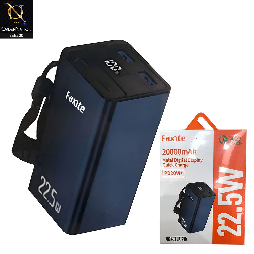 Faxite M20 Pro 20000mAh 22.5W Metal Digital Display Quick Charge 4.0 Power Bank - Black