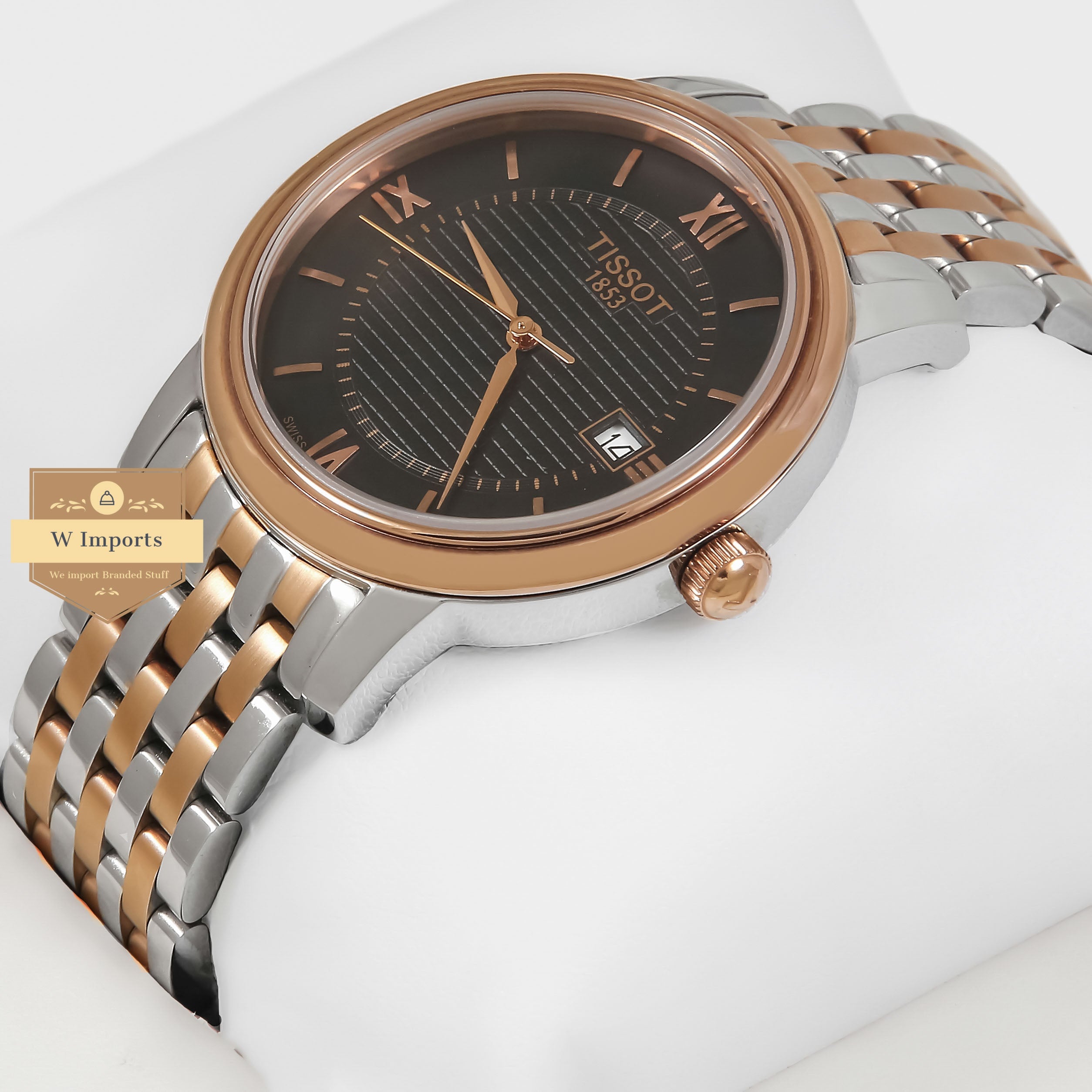 Latest Collection Two Tone Rose Gold With Black Dial