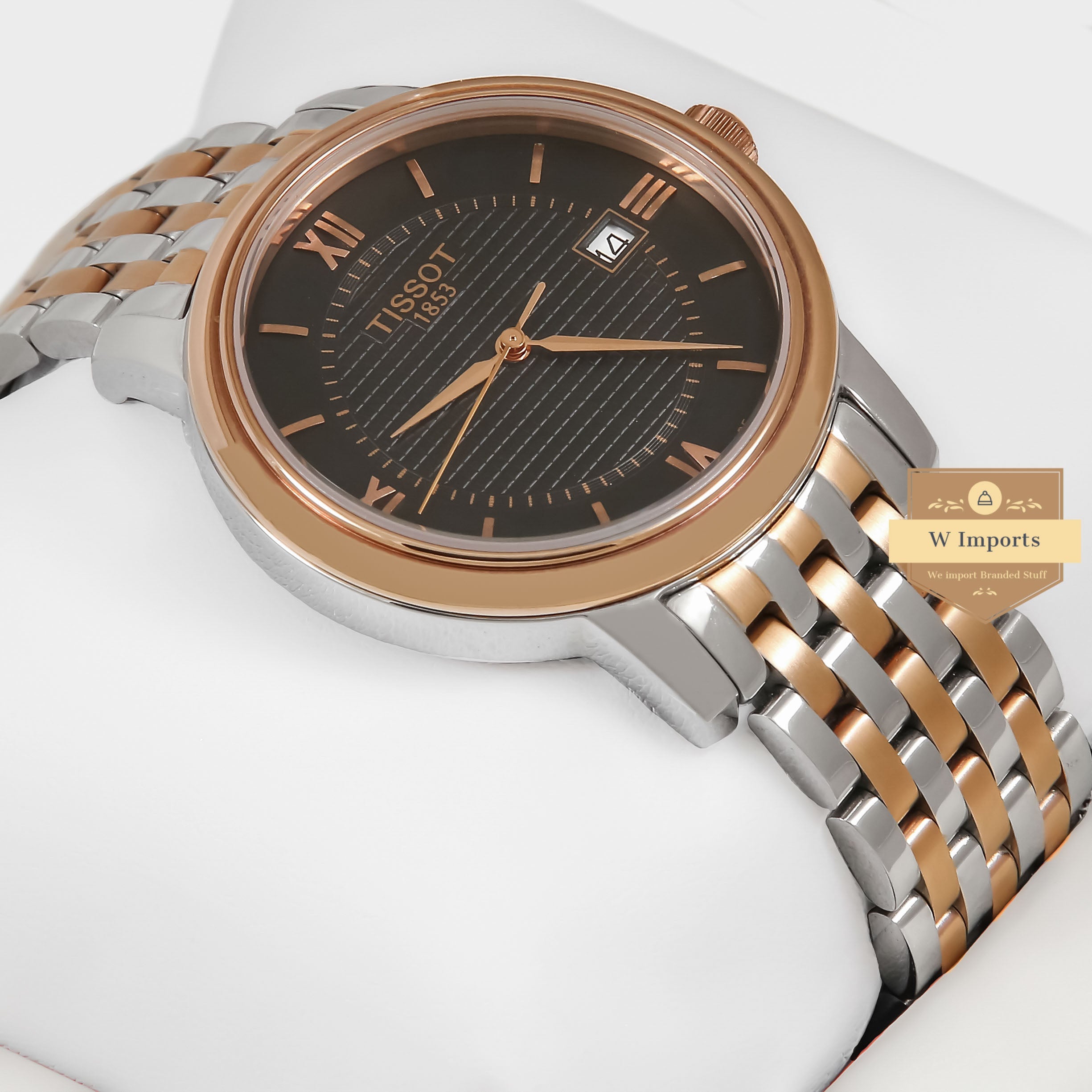 Latest Collection Two Tone Rose Gold With Black Dial