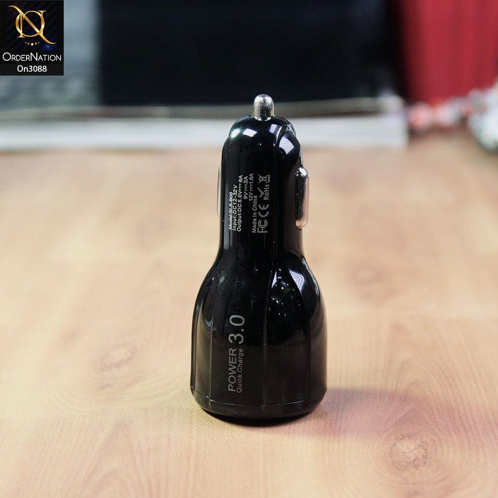 Black - SLS-B05 - Power 3.0 Quick Usb Car Charger For Latest iPhone, Samsung, Vivo, Infnix, Oppo, Xiaomi, etc Smartphones
