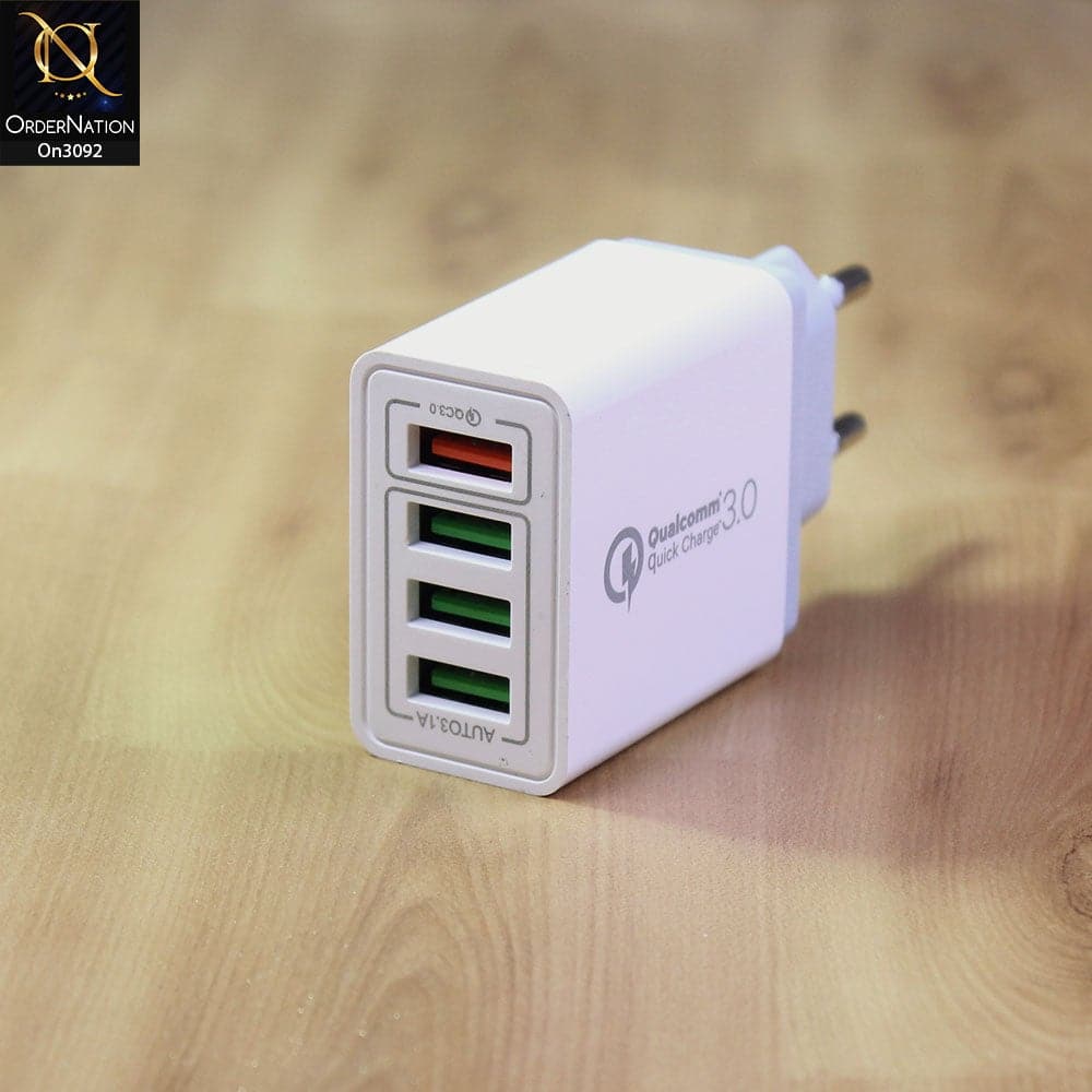 SLS-B07 - Qualcomm 3.0 Quick Charger With 4 Port Usb Fast Charging For Latest iPhone, Samsung, Vivo, Infnix, Oppo, Xiaomi, etc Smartphones