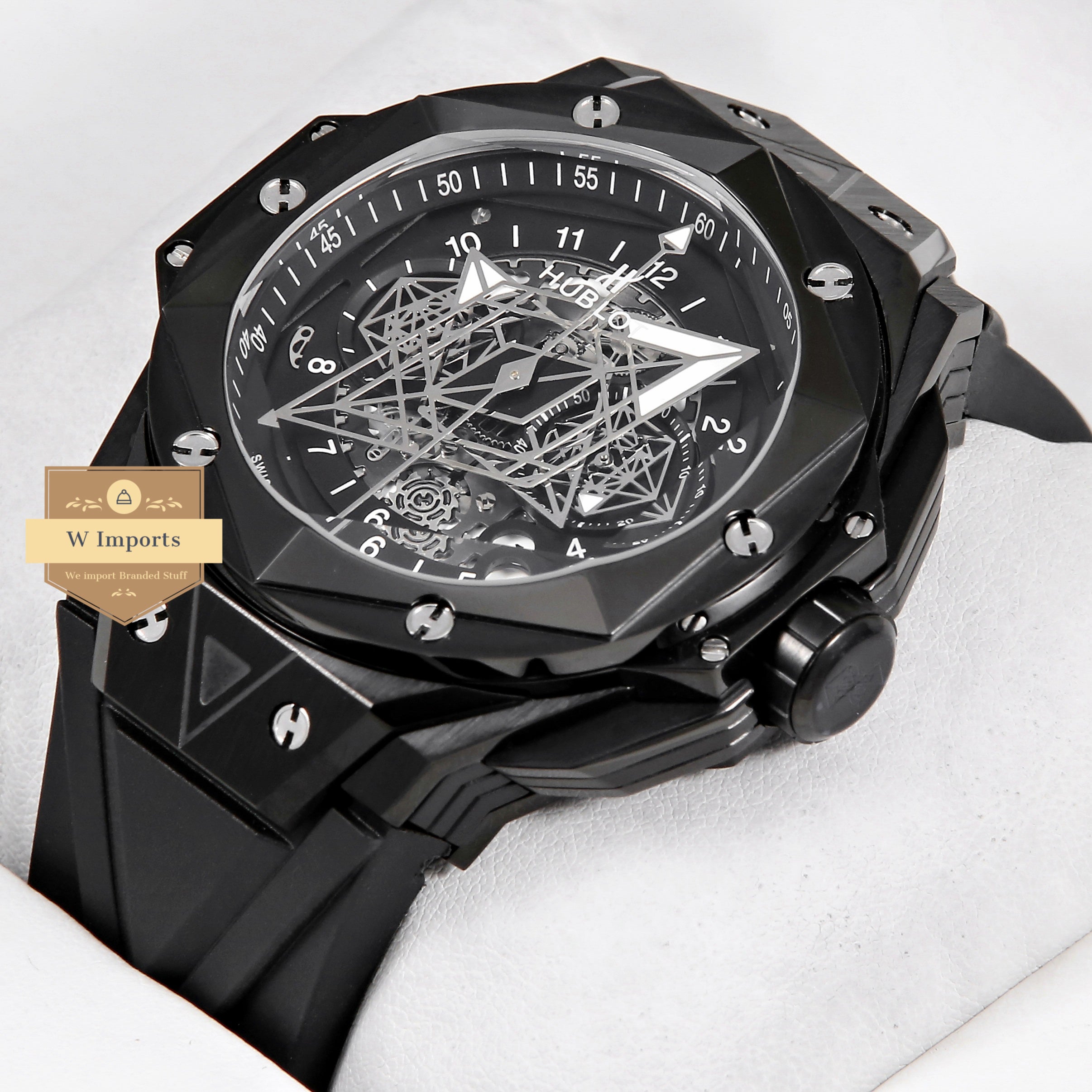 Latest Collection All Black With Black Rubber Strap