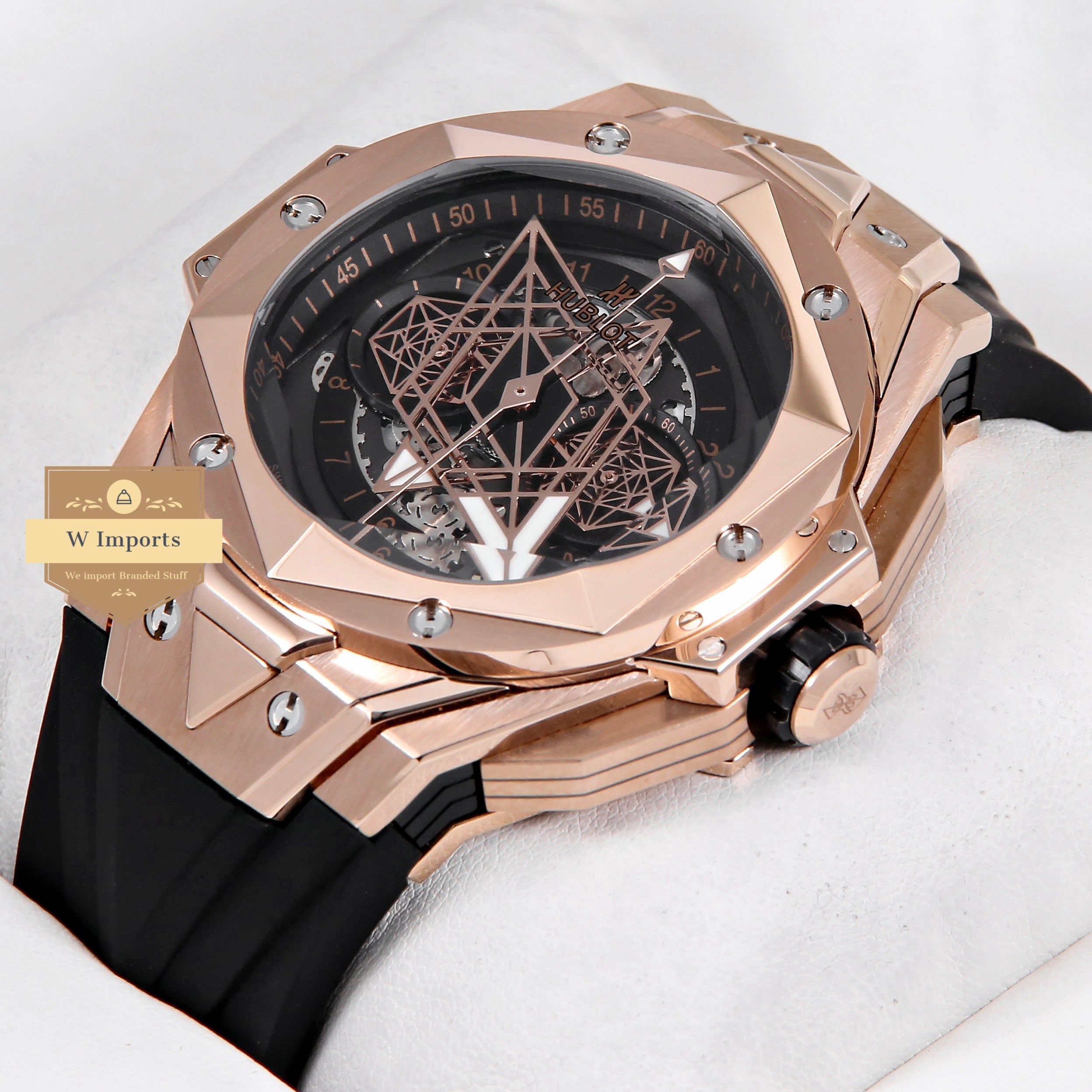Latest Collection Chronograph Rose Gold Case With Black Rubber Strap