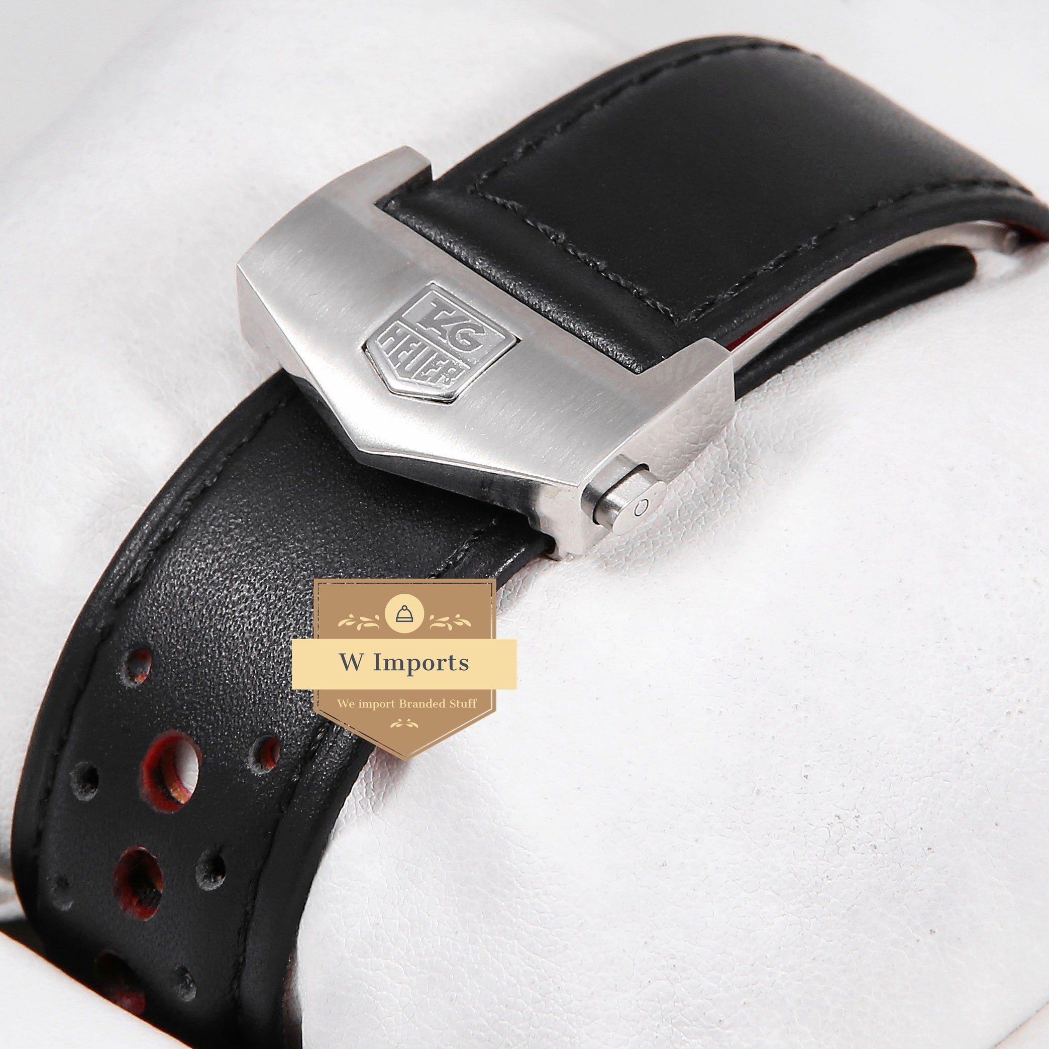 Latest Collection Silver Case With Red Dial Black Leather Strap