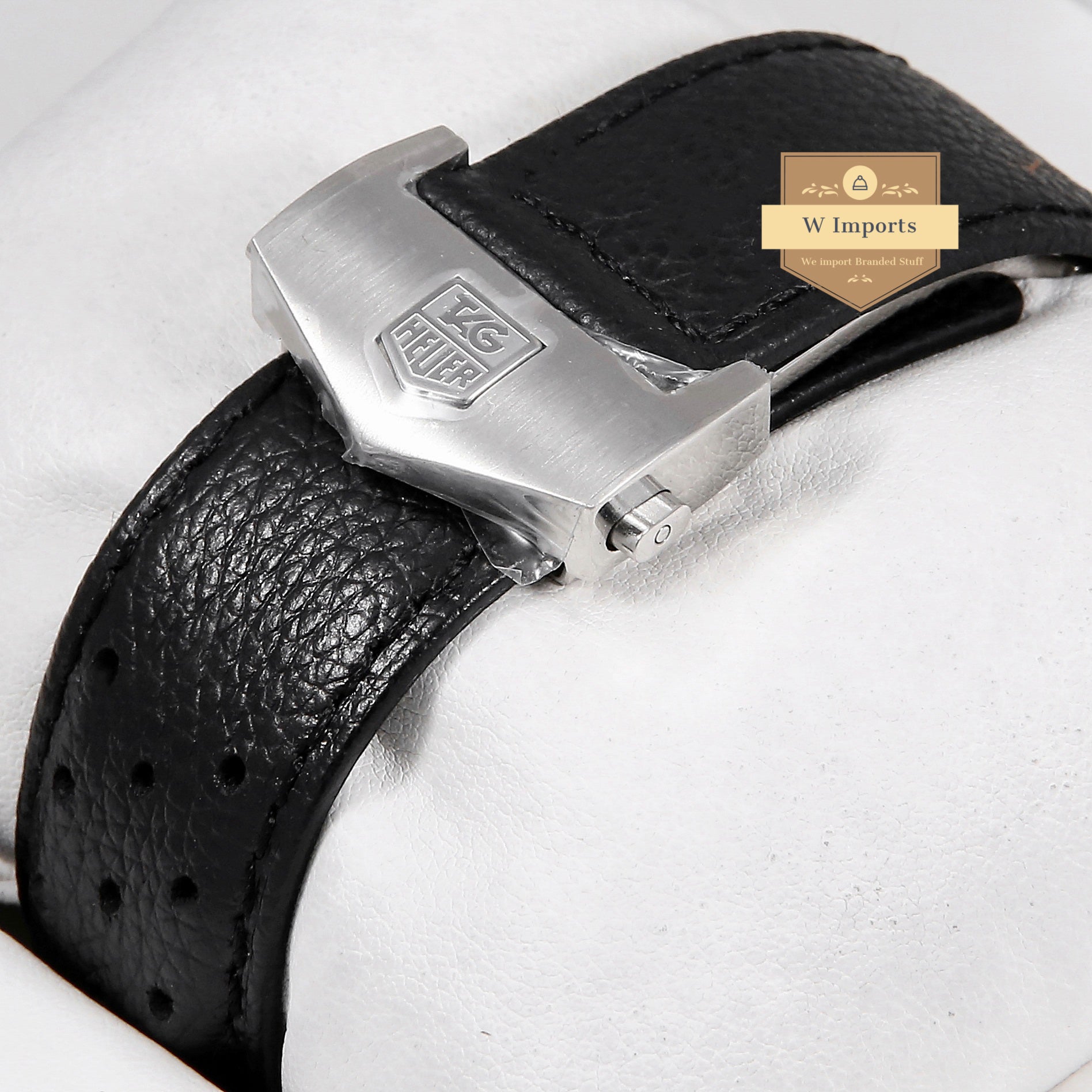 Latest Collection Chronograph Silver Case With Blue Dial & Black Dotted Leather Strap
