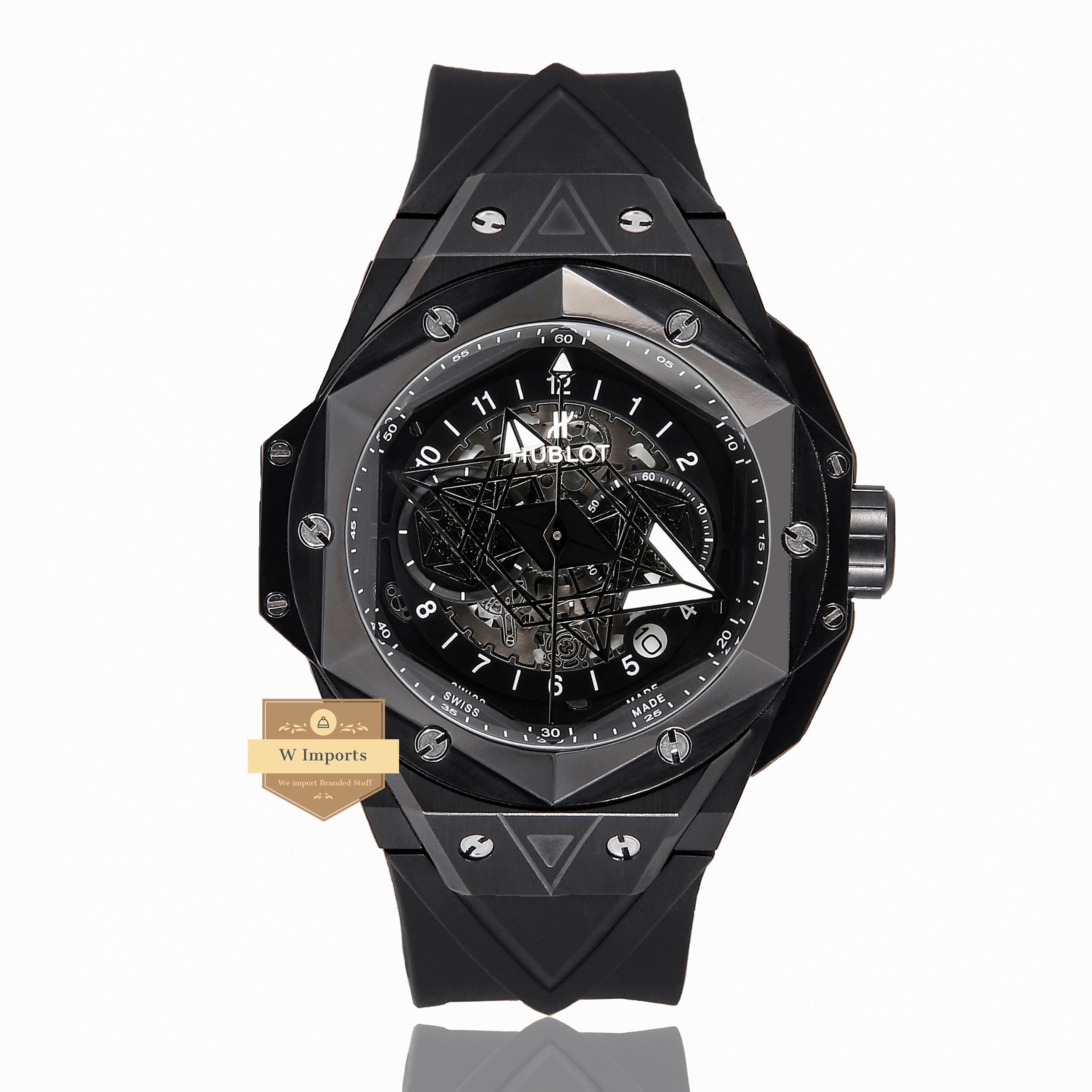 Latest Collection All Black With Black Rubber Strap