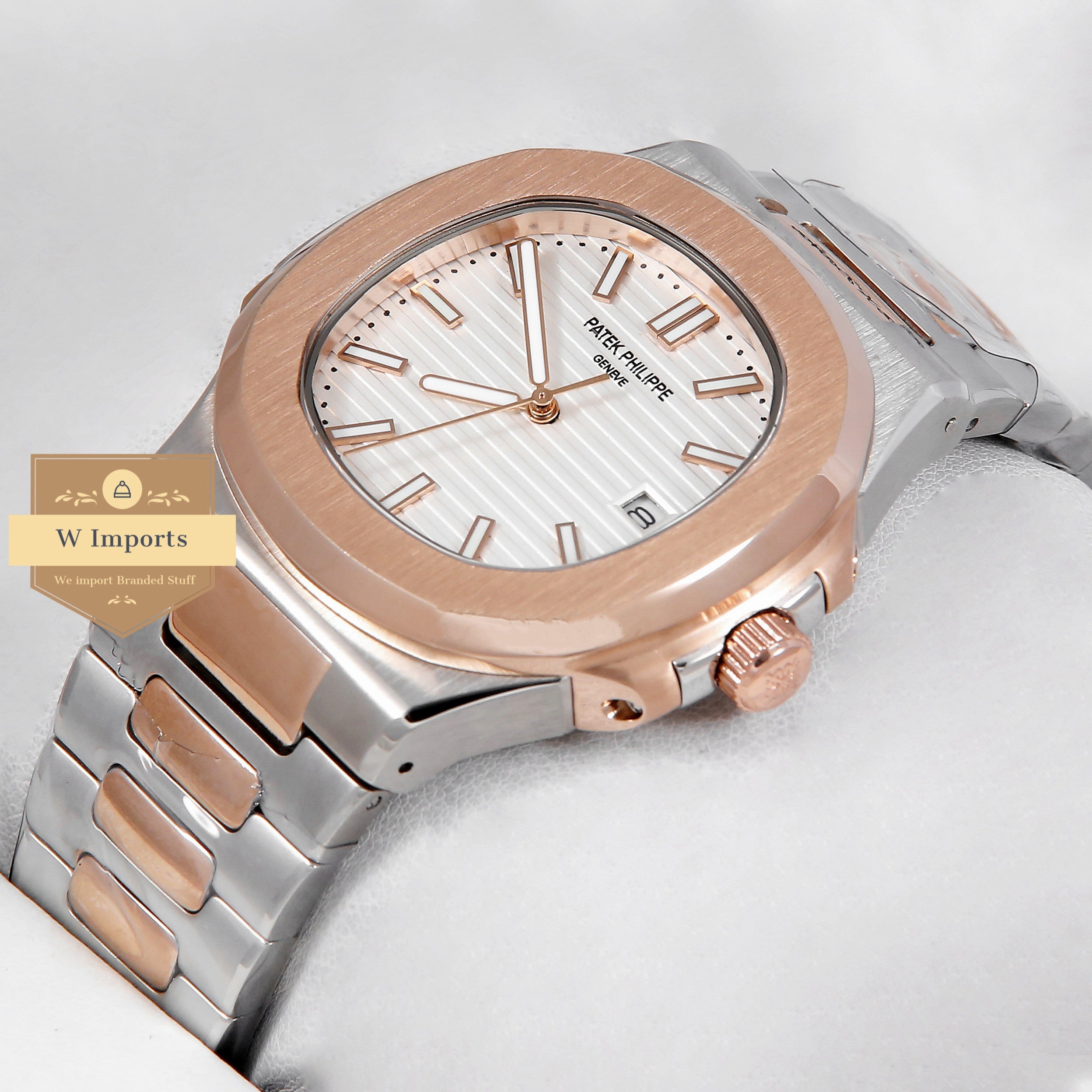 Latest Collection Two Tone Rose Gold With White Dial Automatic Watch