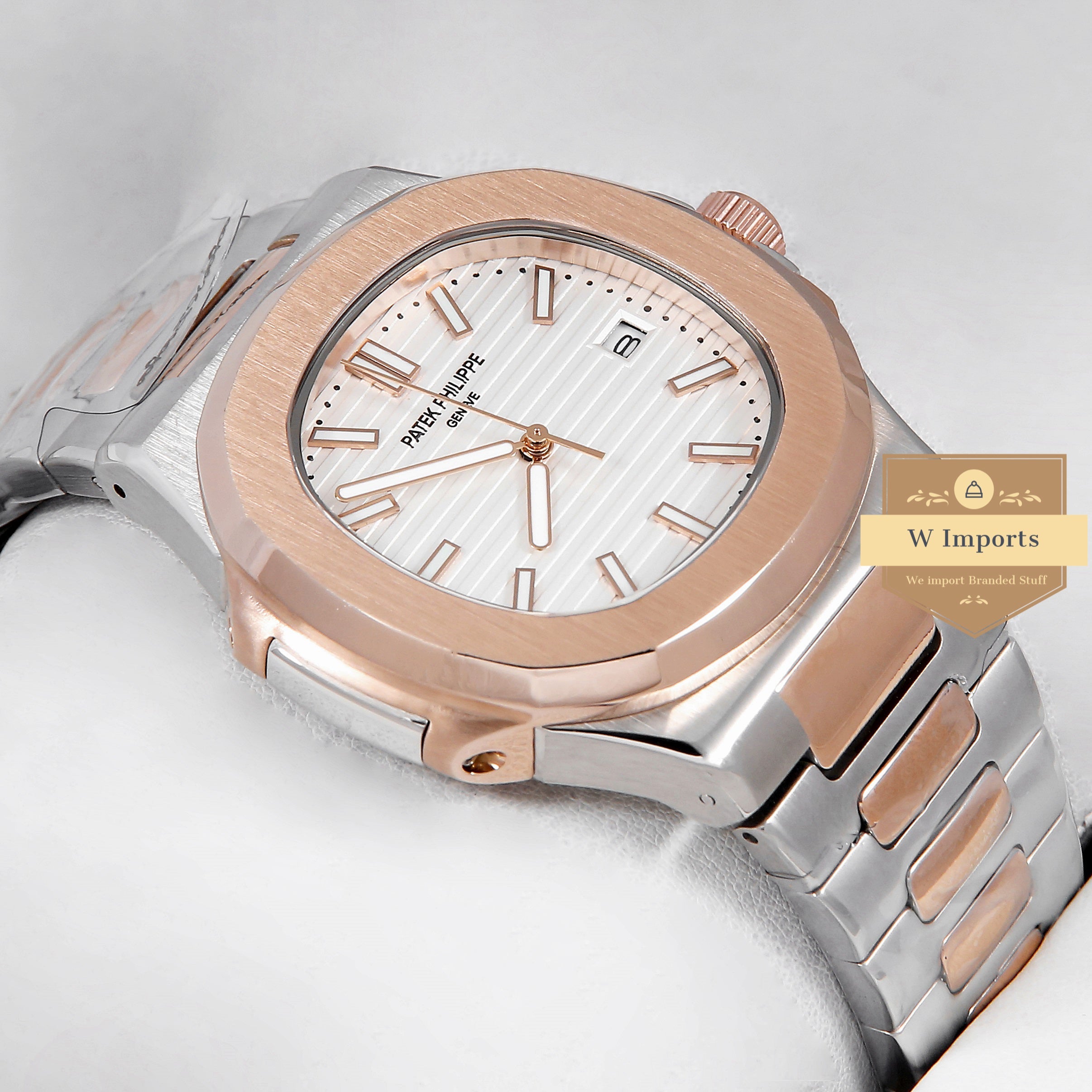 Latest Collection Two Tone Rose Gold With White Dial Automatic Watch
