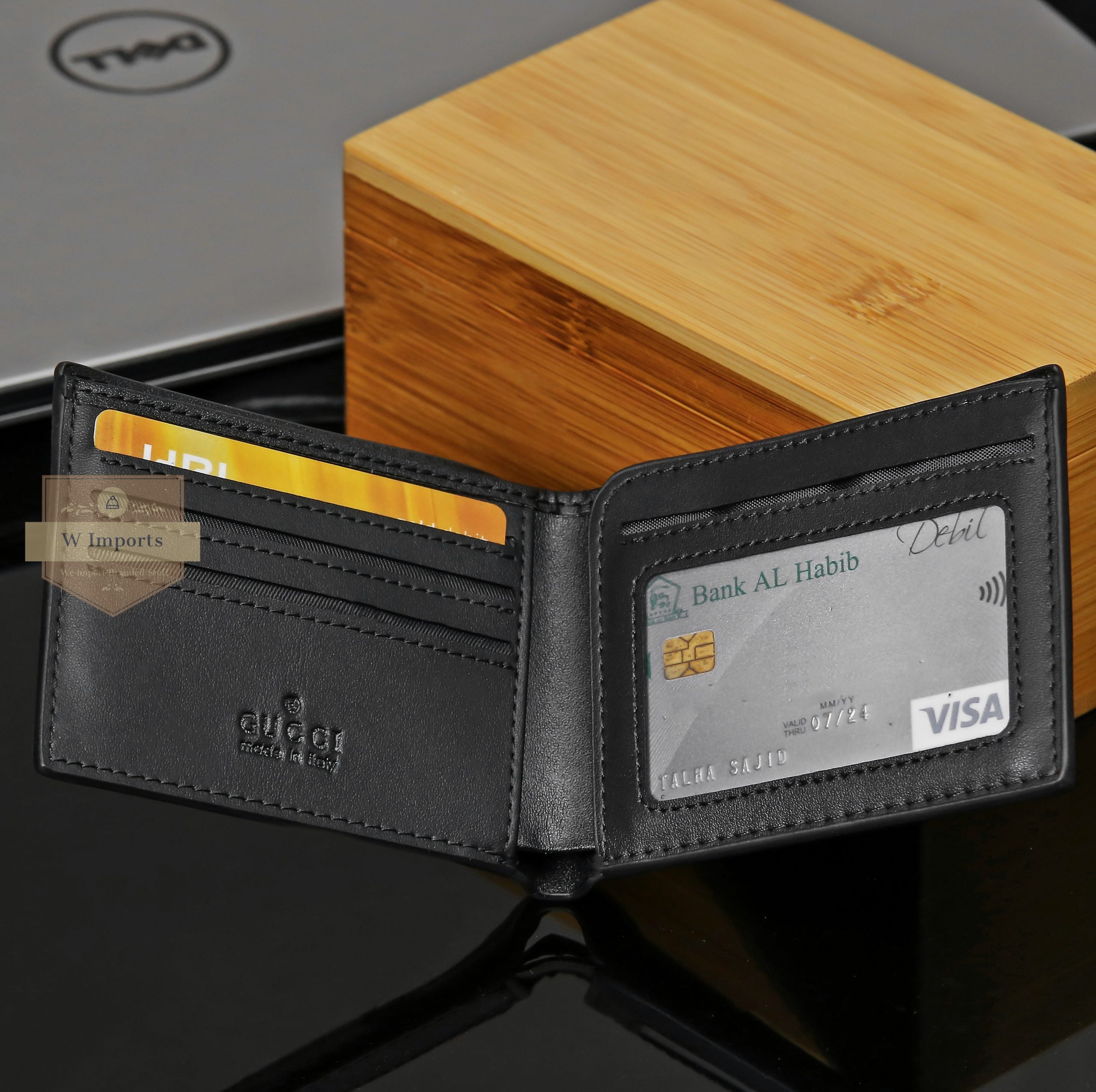 Latest GG Logo Black Leather Bifold Wallet For Men ( 51B )