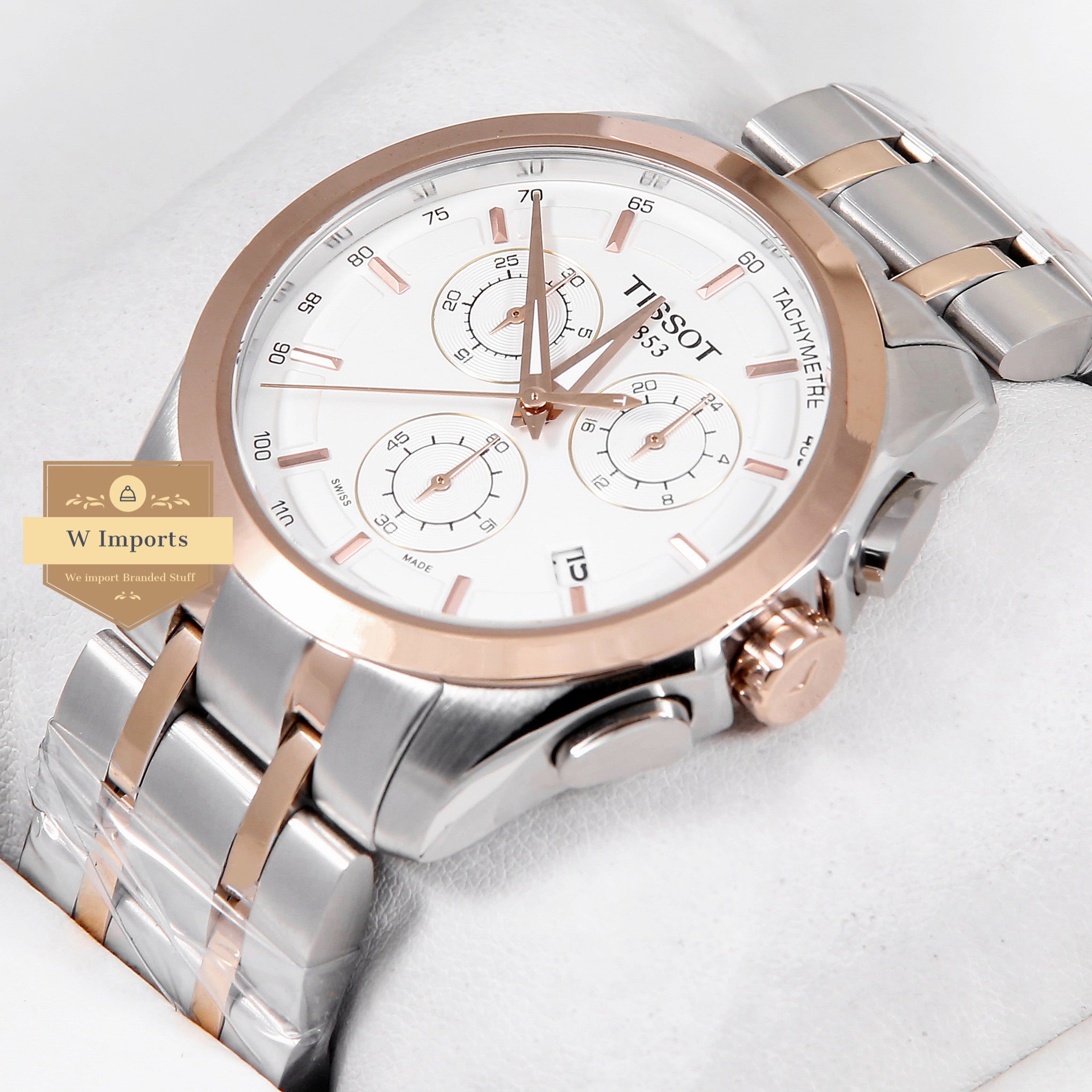 Latest Collection Chronograph Two Tone Rose Gold With White Dial