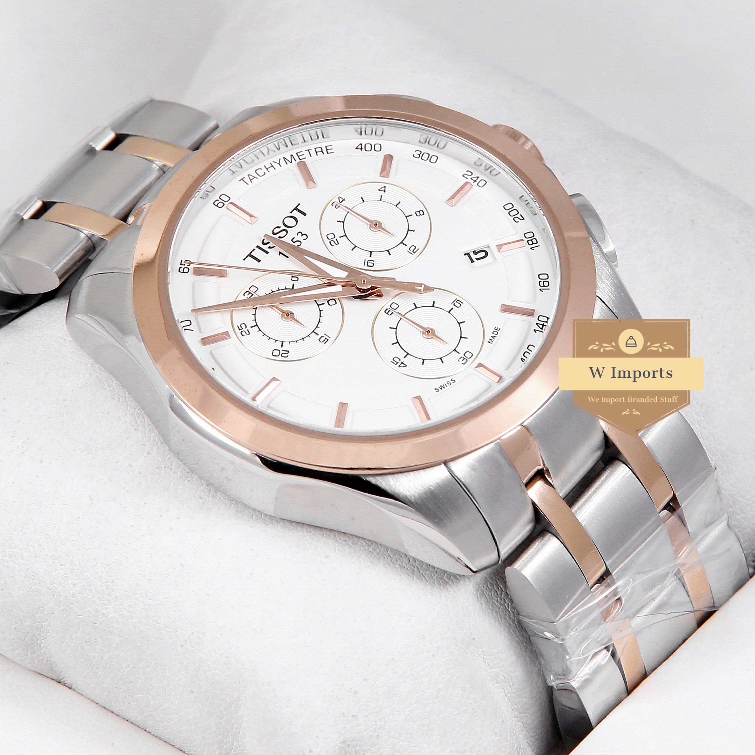 Latest Collection Chronograph Two Tone Rose Gold With White Dial