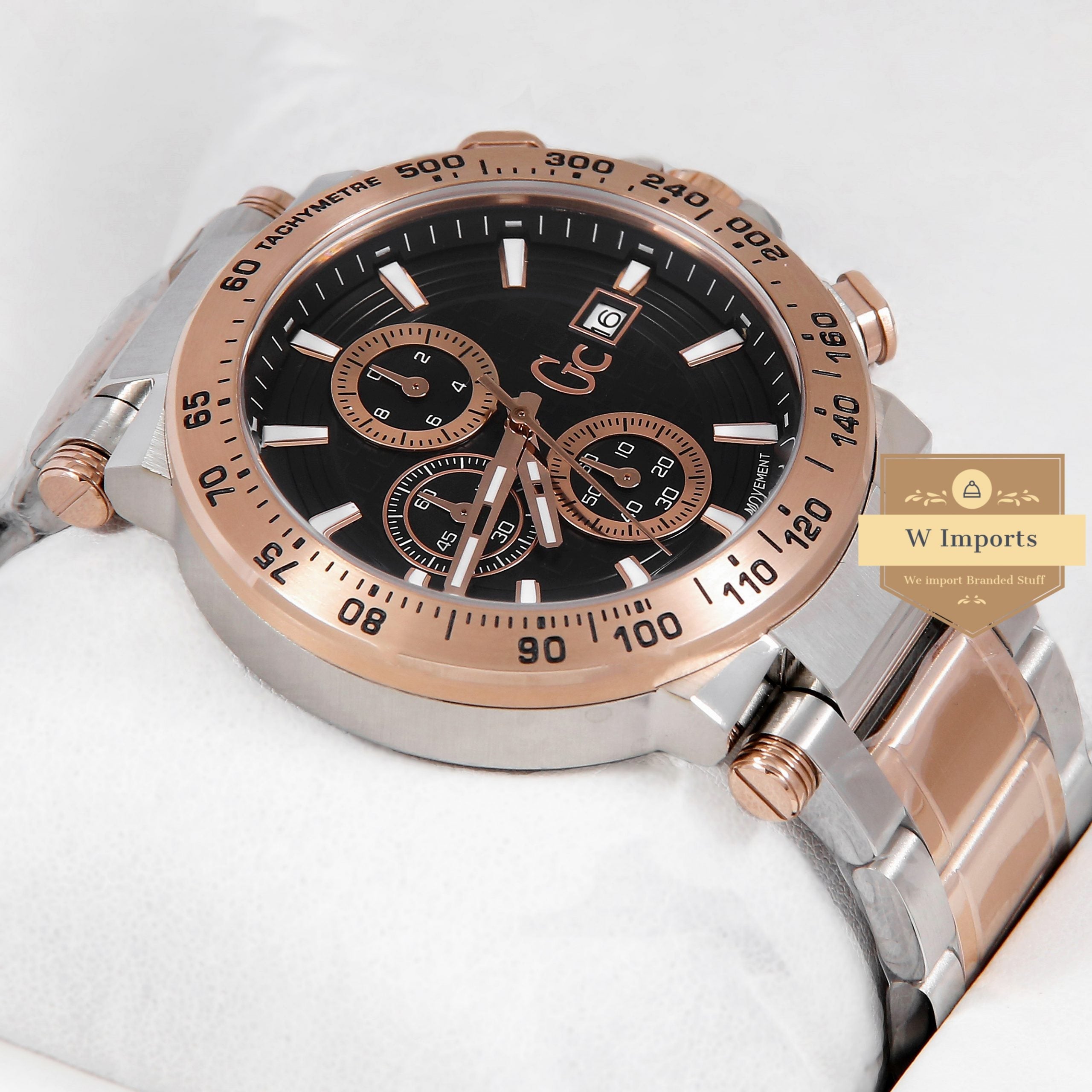 Latest Collection Chronograph Two Tone Rose Gold With Black Dial