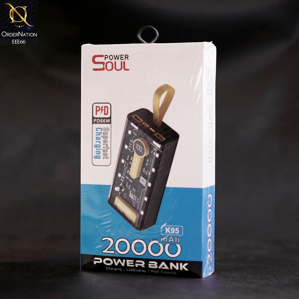 Soul Power K95 PD 66W 20000mAh Super Fast Charging Power Bank - Black