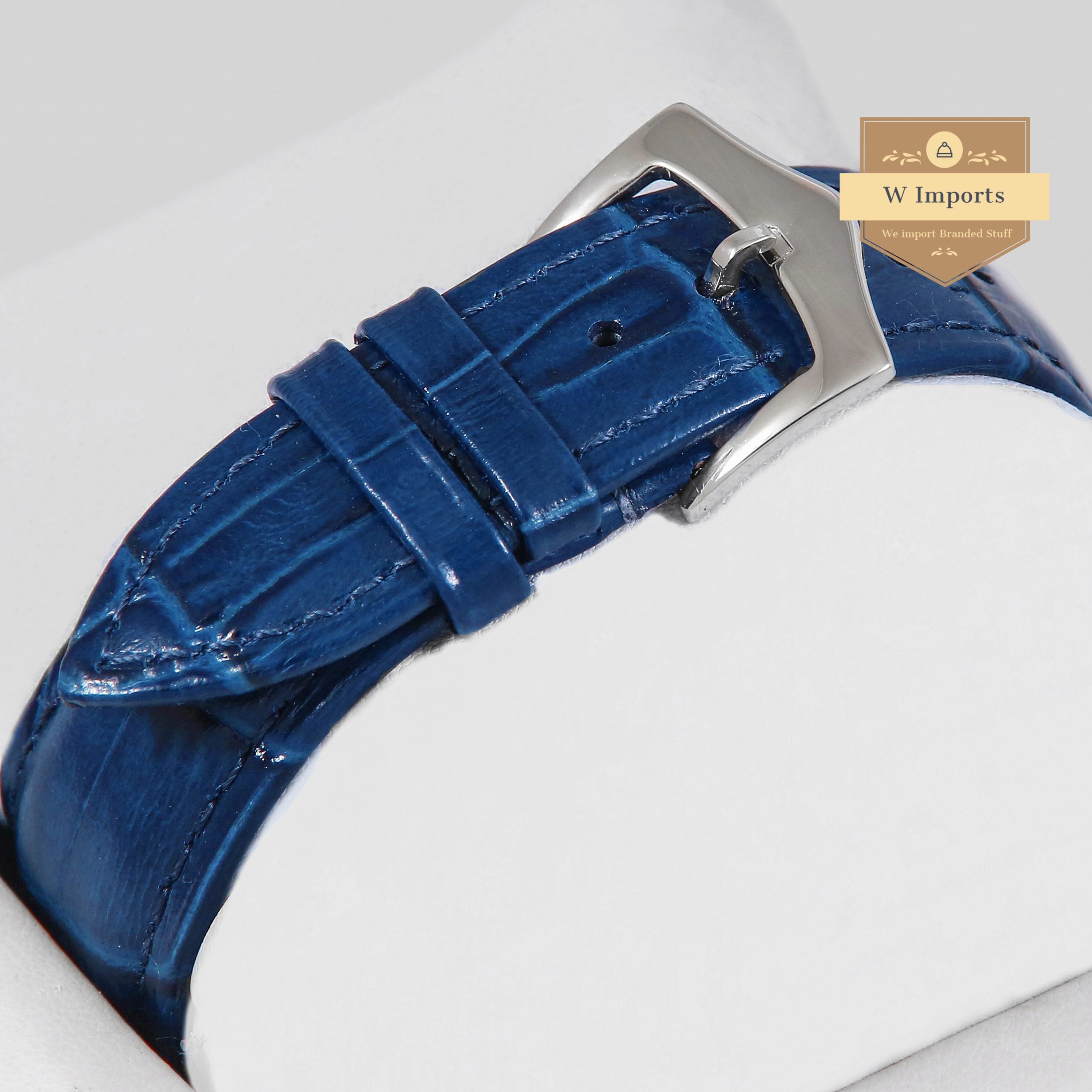 Latest Collection Transparent Skeleton Dial With Silver Case & Blue Leather Strap For Men