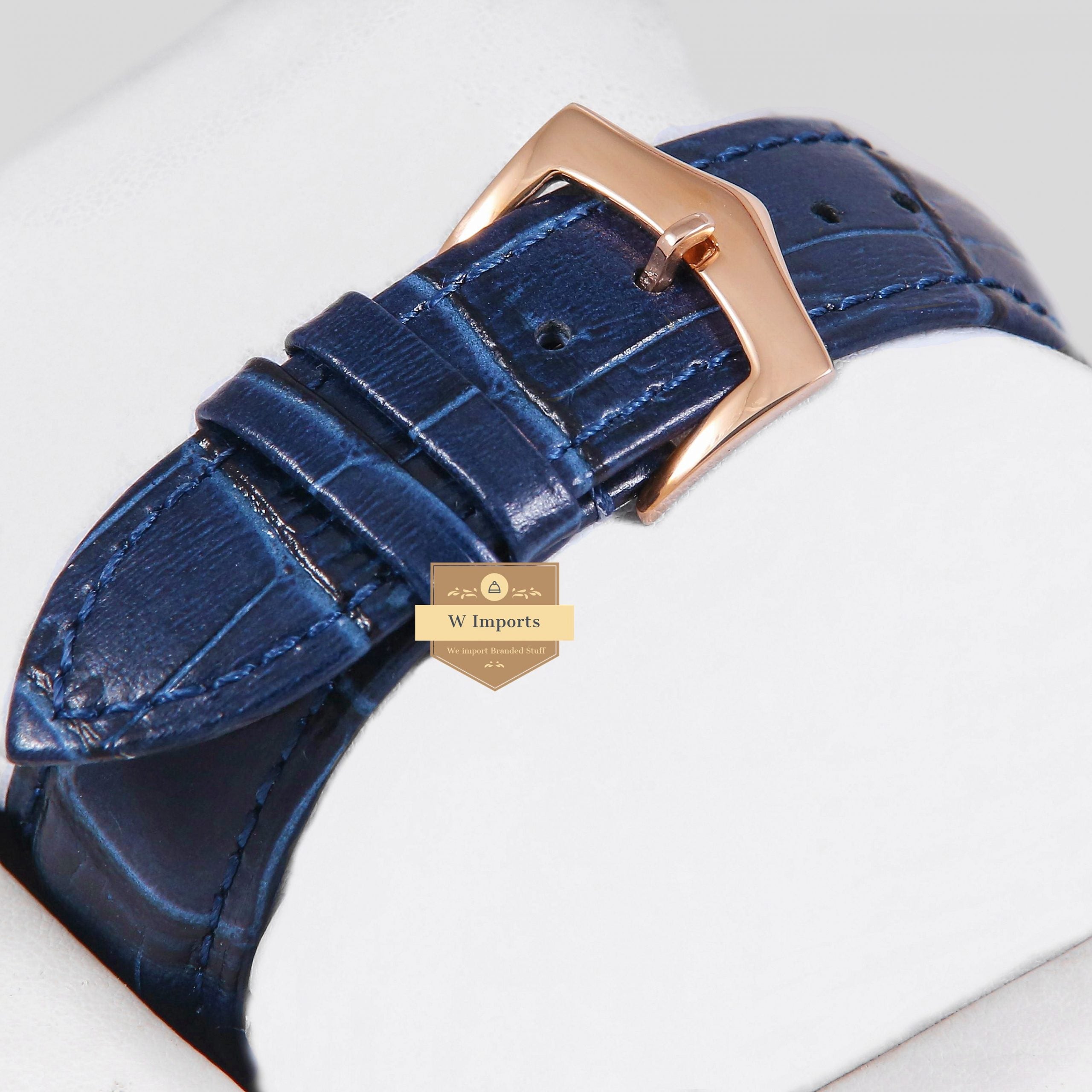 Latest Collection Tranparent Skeleton Dial With Rose Gold Case & Blue Leather Strap