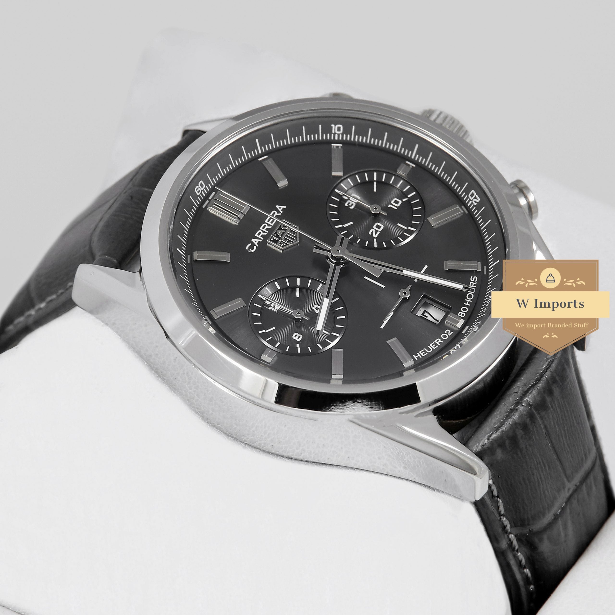 Latest Collection Chronograph Silver Case With Grey Dial & Leather Strap