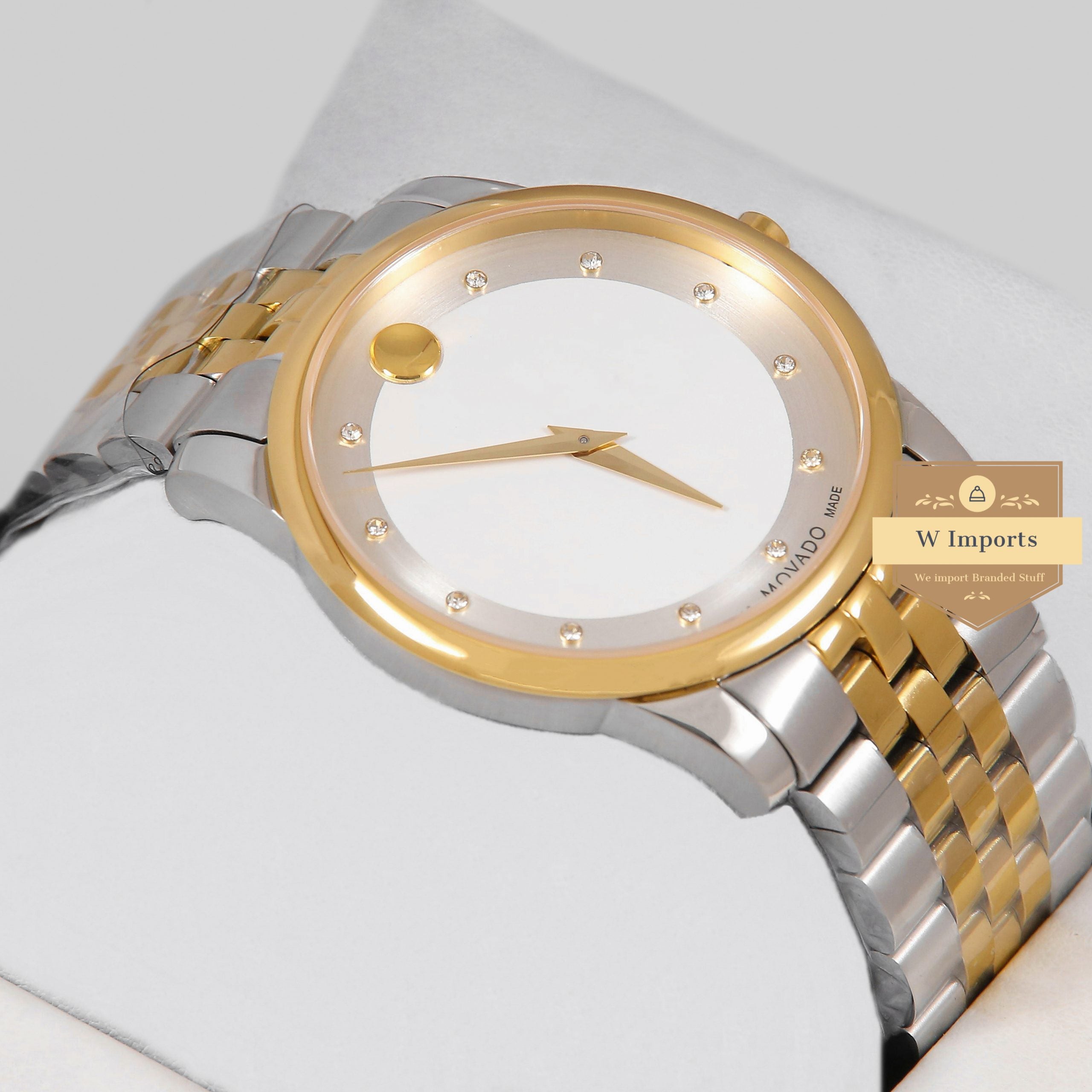 Latest Collection Two Tone Yellow Gold With White Dial & Stone Figure