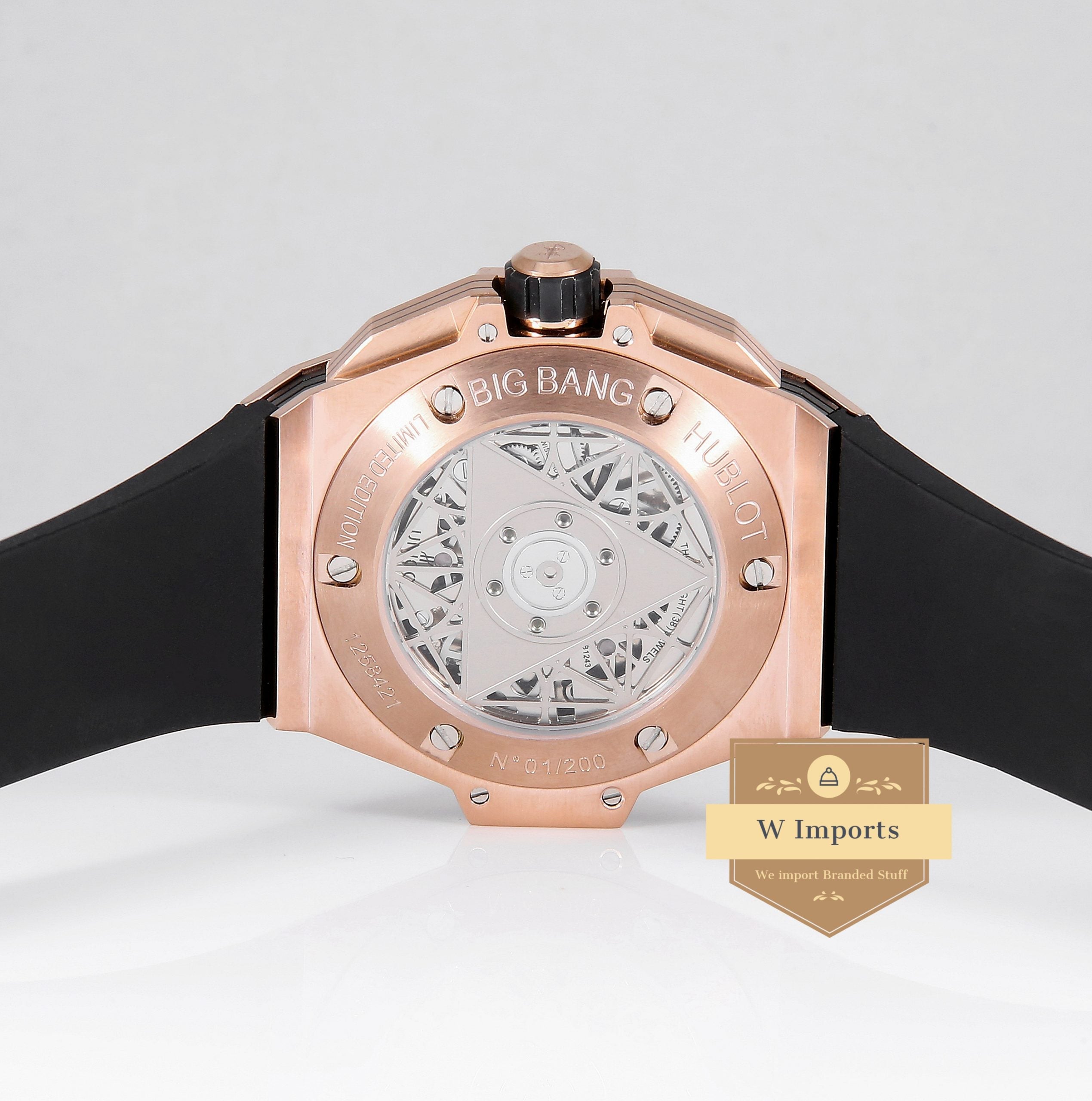 Latest Collection Chronograph Rose Gold Stone Case & Black Rubber Strap