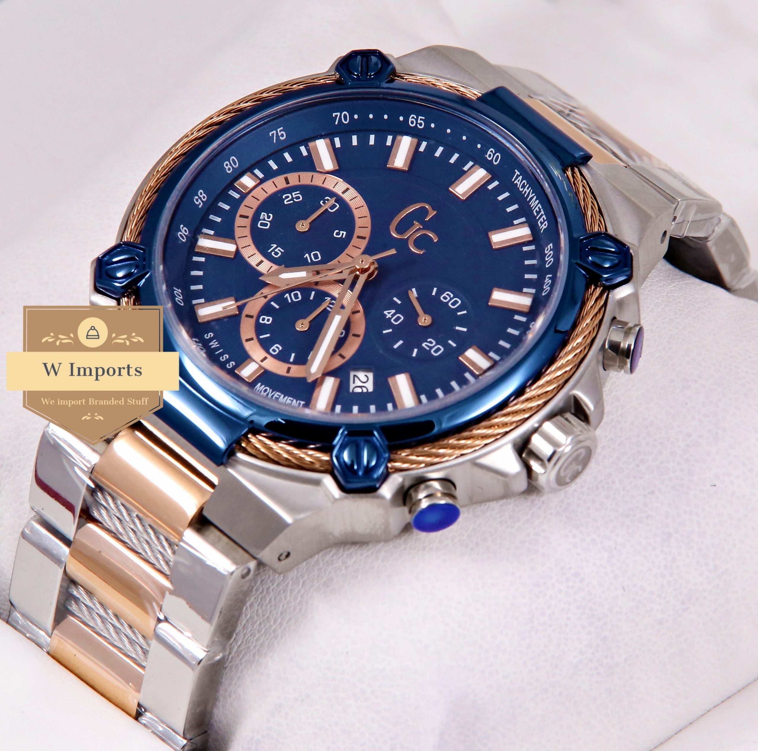 Latest Collection Cable Force Chronograph Two Tone Rose Gold With Blue Dial