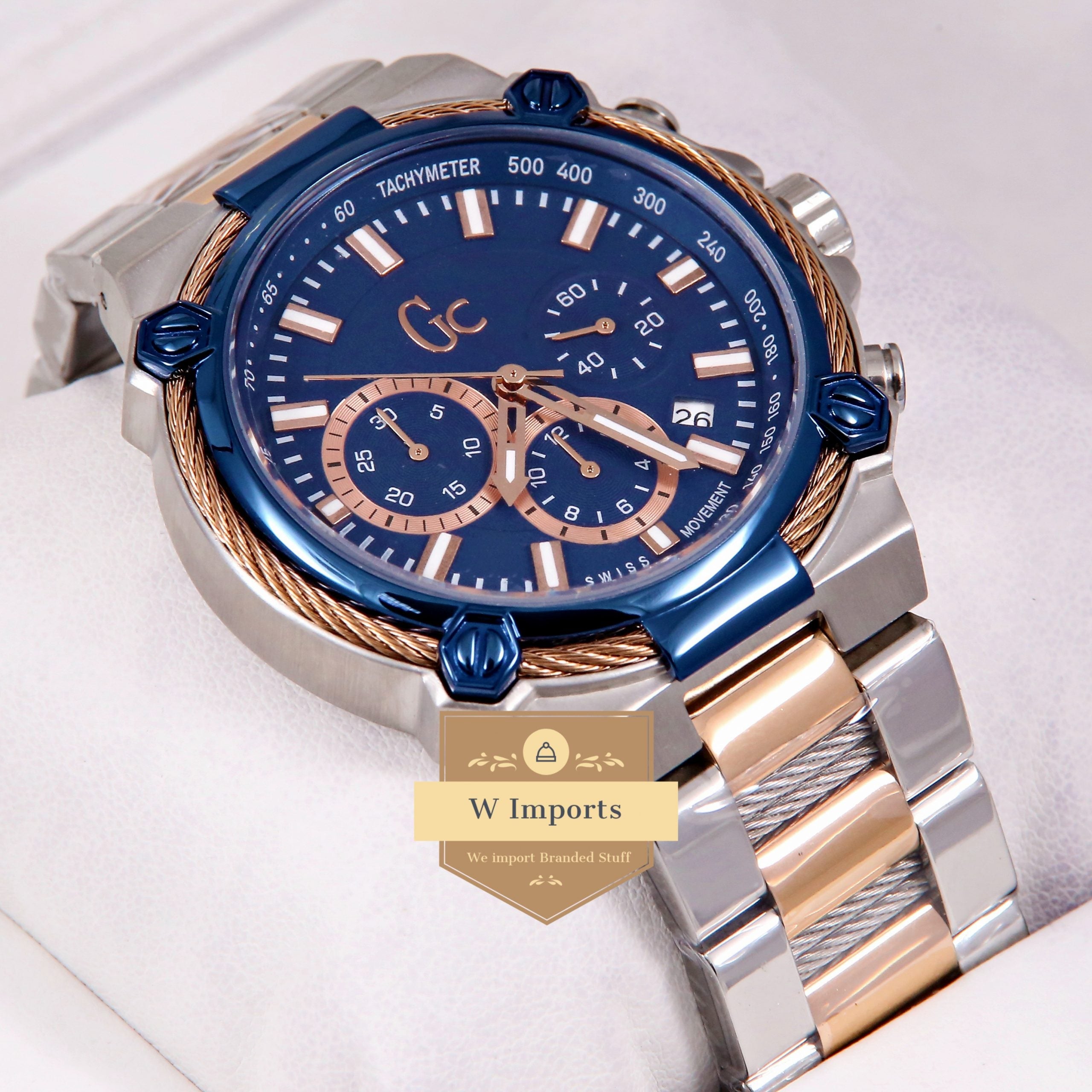 Latest Collection Cable Force Chronograph Two Tone Rose Gold With Blue Dial