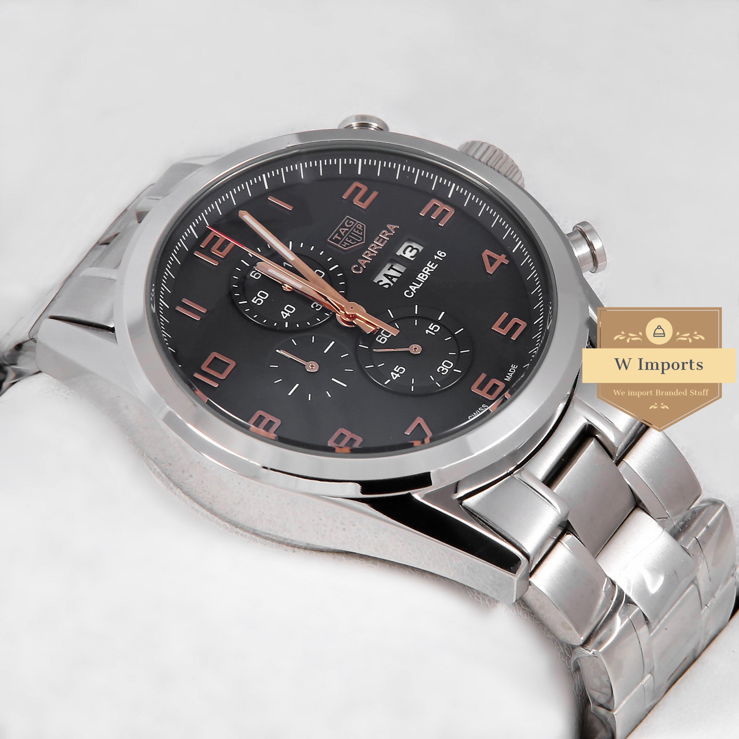 Latest Collection Chronograph Silver Stainless Steel With Black Dial