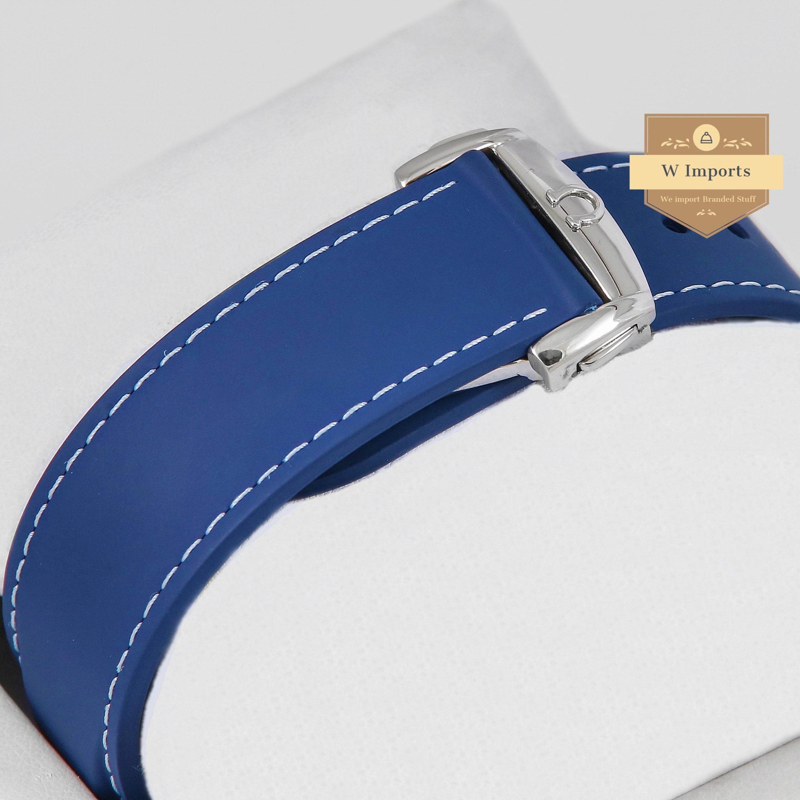 Latest Collection Chronograph Silver Case With Blue Dial & Rubber Strap