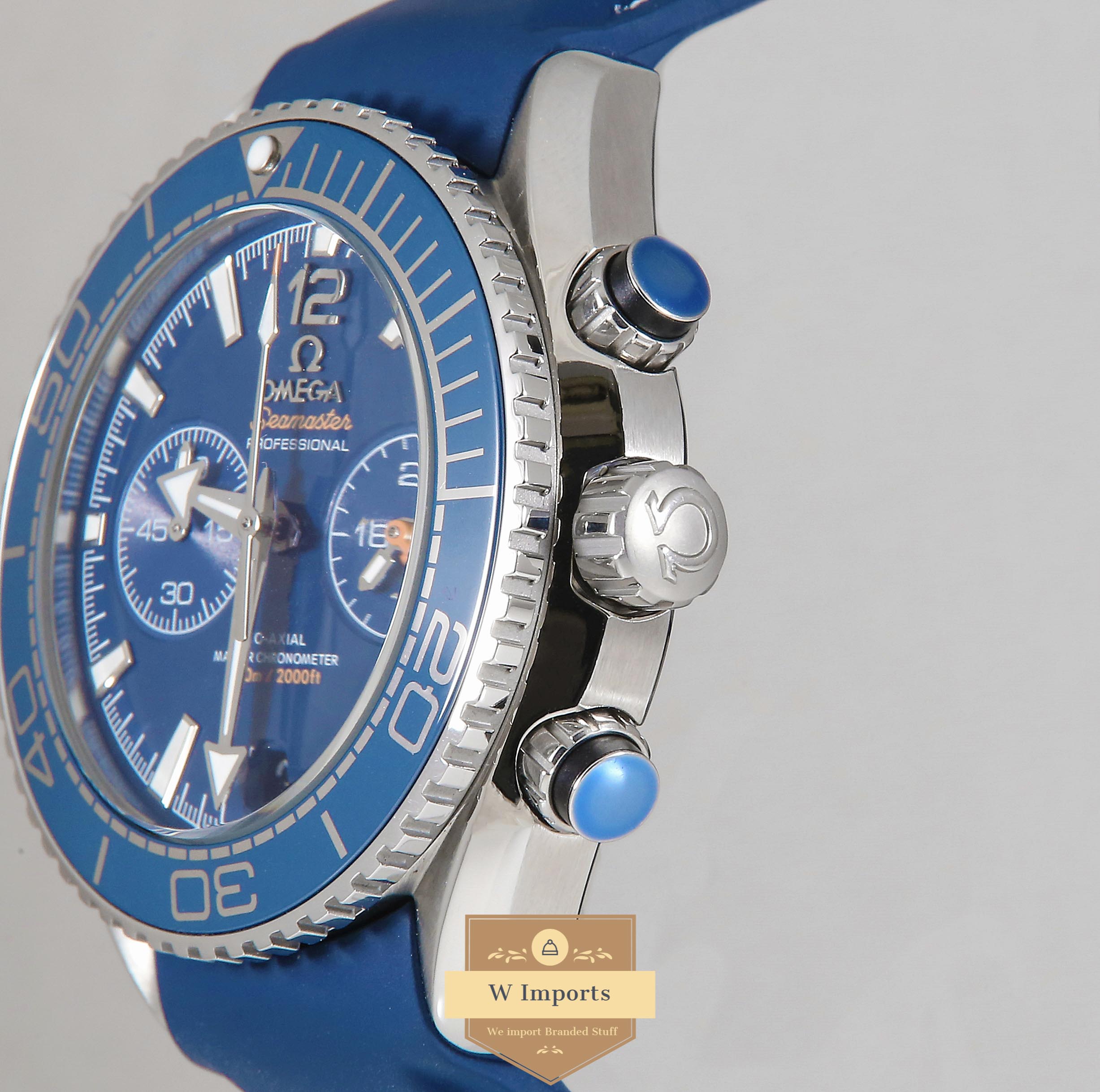 Latest Collection Chronograph Silver Case With Blue Dial & Rubber Strap