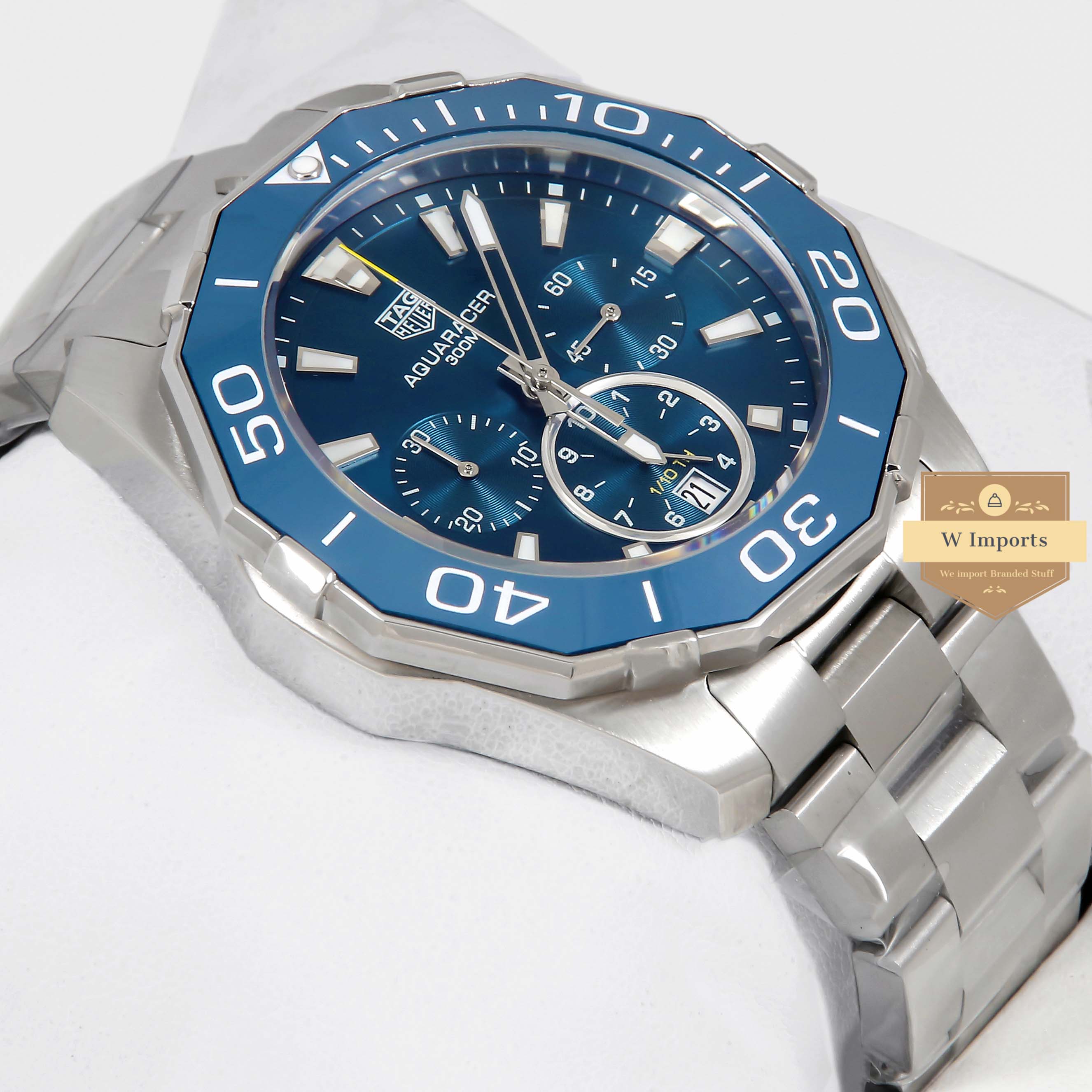 Latest Collection Chronograph Silver With Blue Dial & Bezel