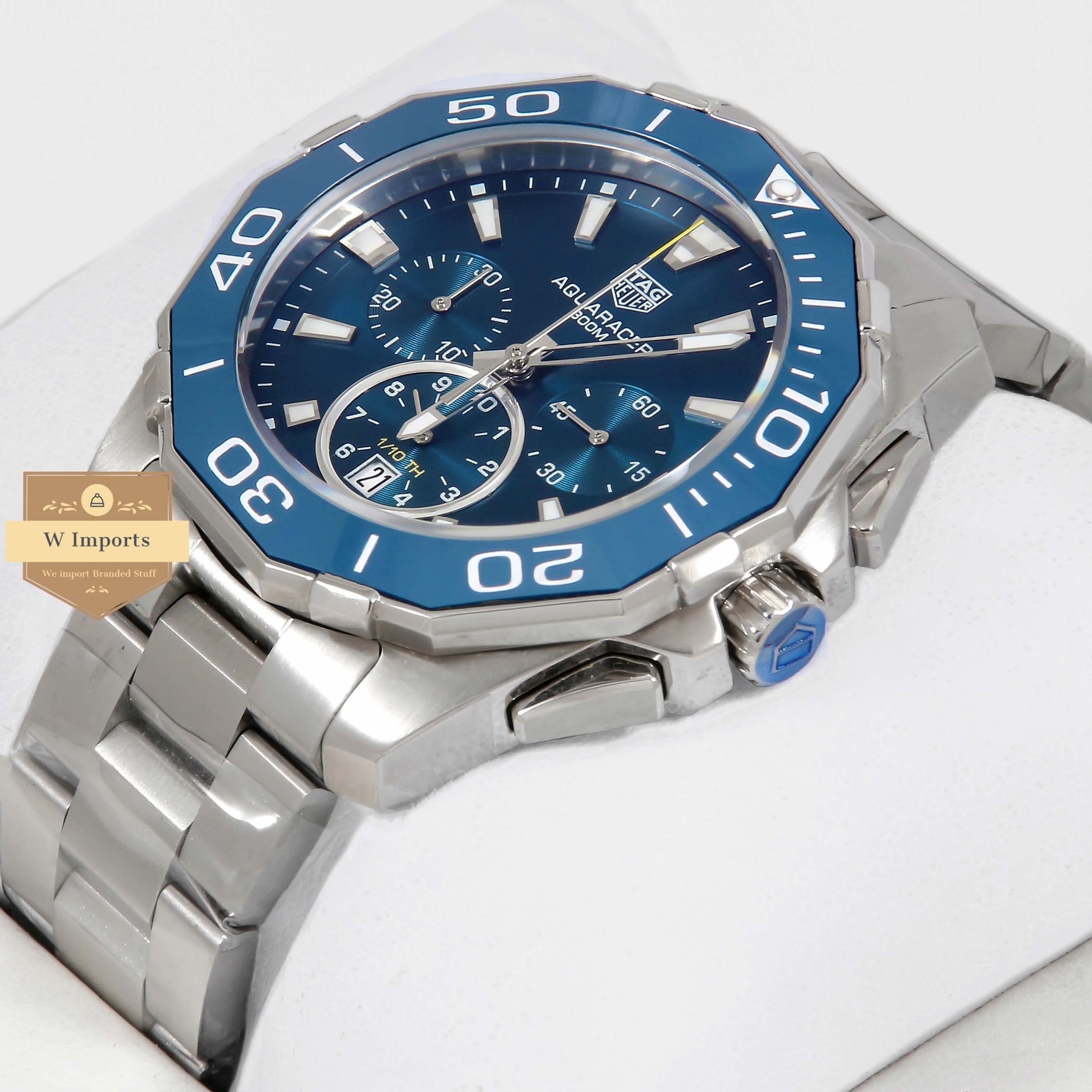 Latest Collection Chronograph Silver With Blue Dial & Bezel